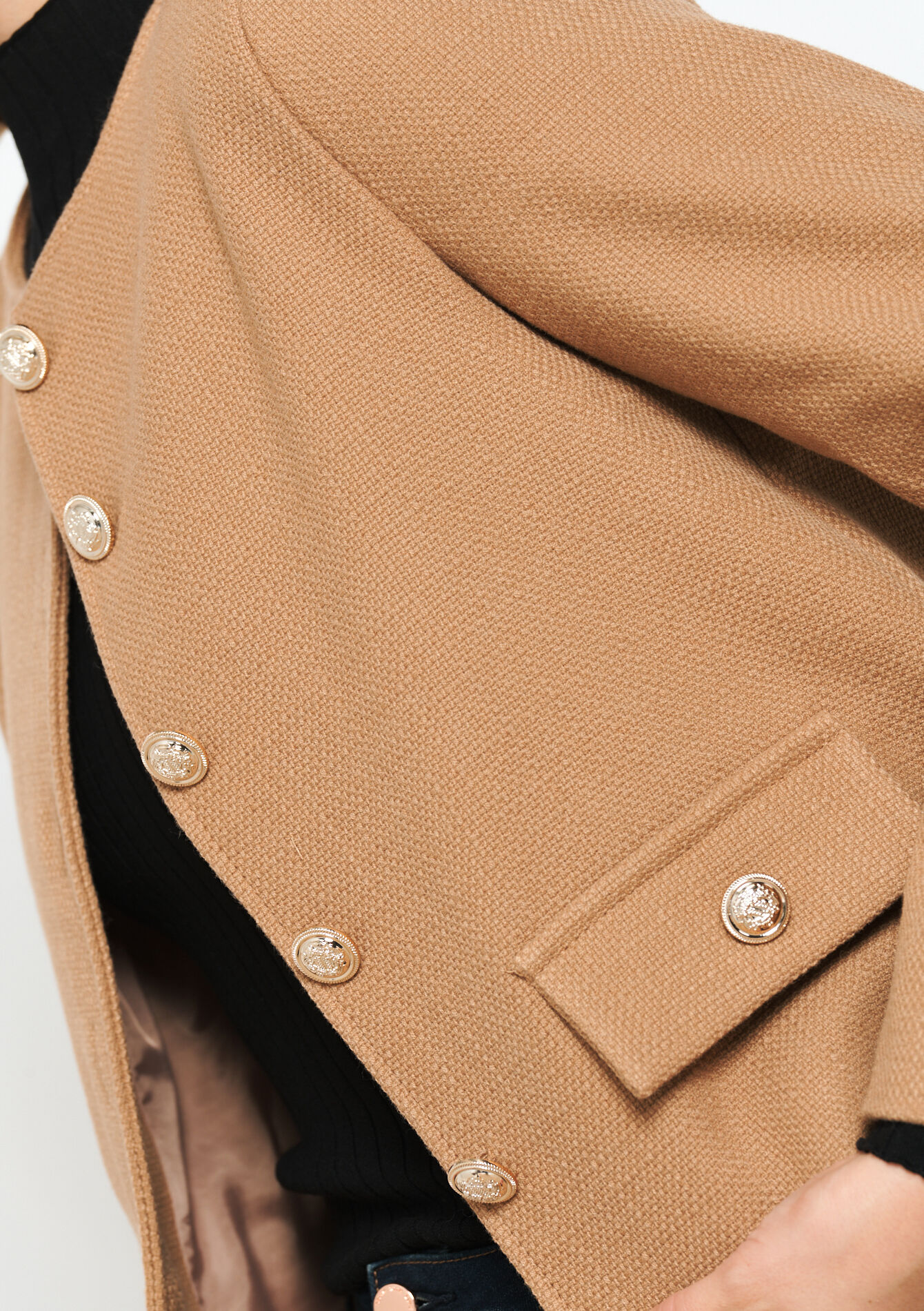 Cropped tweed jacket - CAMEL BEIGE - 09100882_1132