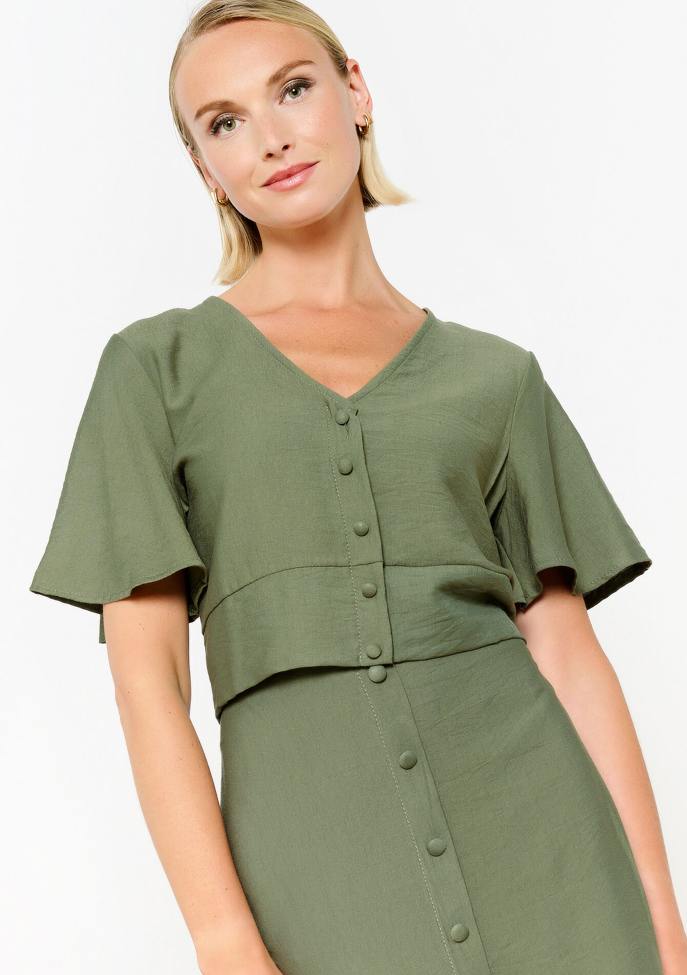 Short blouse, Short blouse - KHAKI MED - 05702622_4327