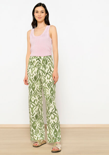 Trousers with ikat print - KHAKI MED - 06600846_4327