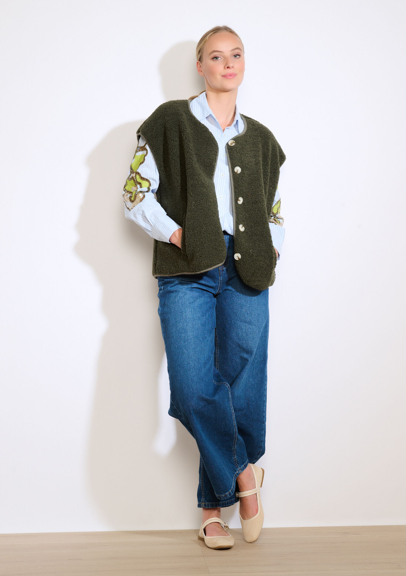 Zachte mouwloze bodywarmer, Zachte mouwloze bodywarmer - KHAKI MED - 09001486_4327