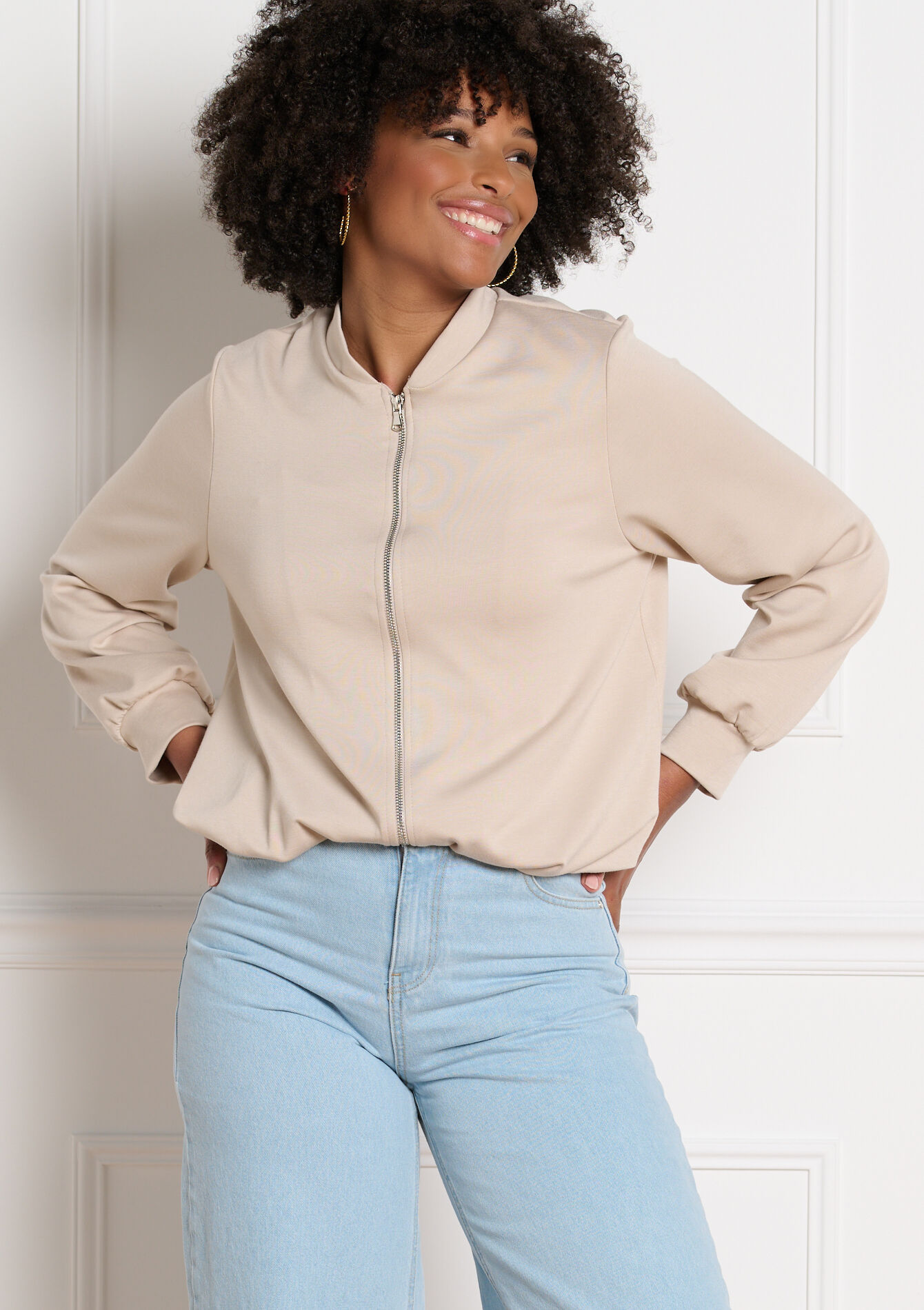 Soepele jas met rits - LT BEIGE - 15100432_2527