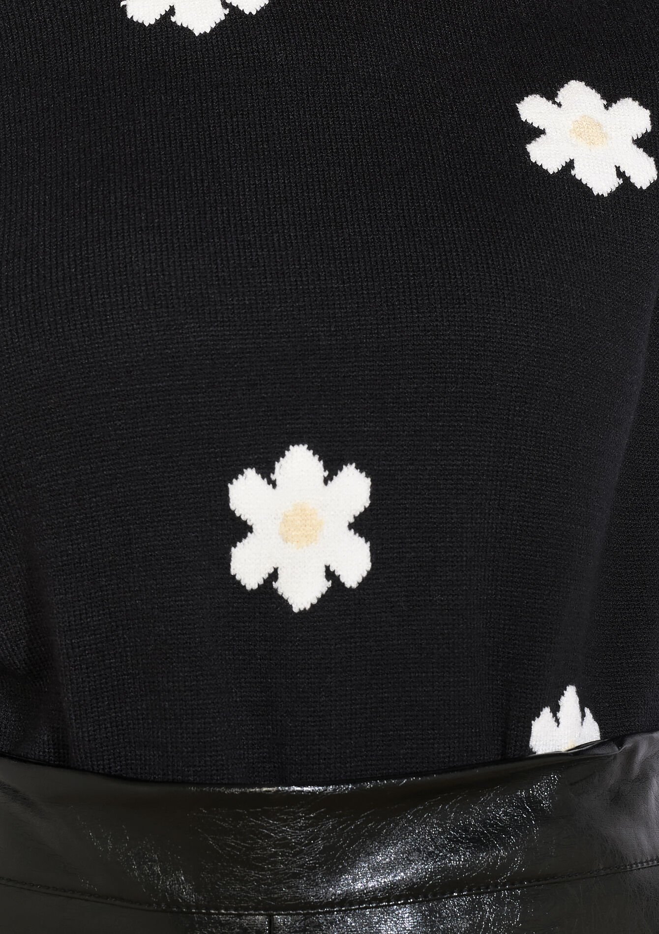 Pull fleurs contrastées, Pull fleurs contrastées - BLACK - 04007088