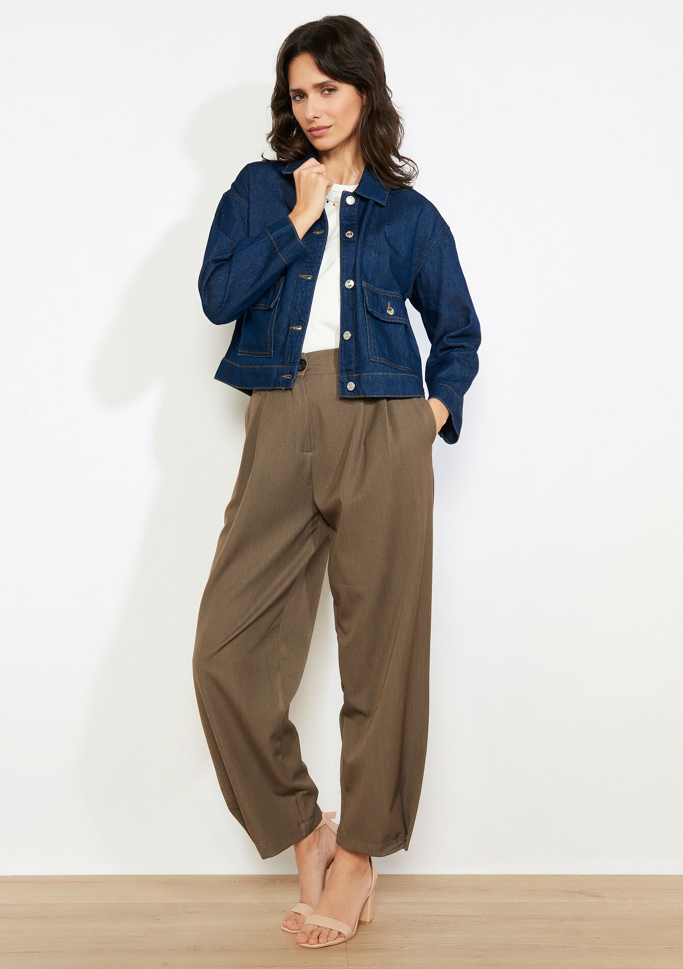 Veste droite en denim - DARK BLUE - 09101099_0501