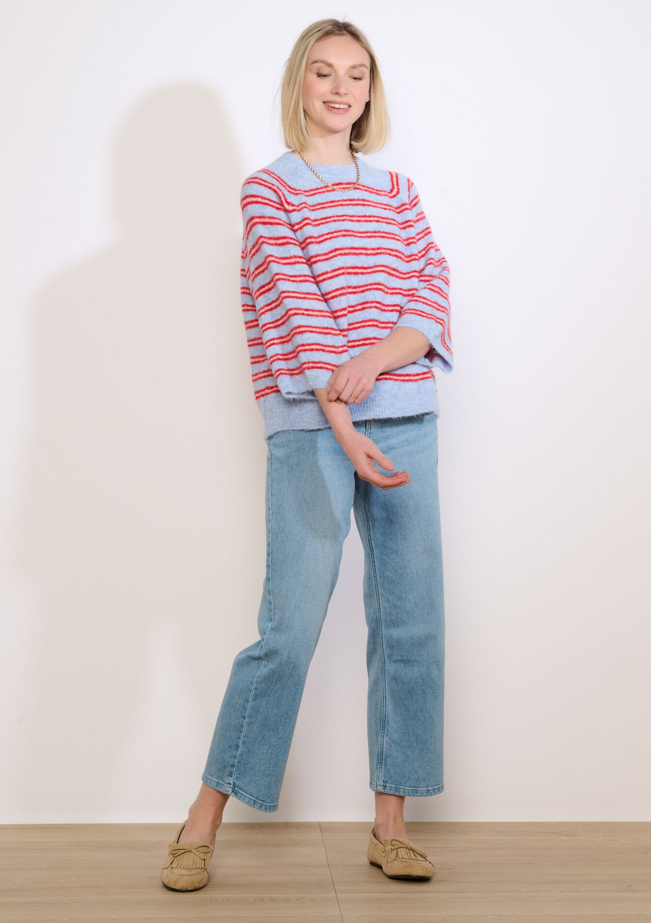 Zachte gestreepte trui - LT BLUE - 04007197_2519