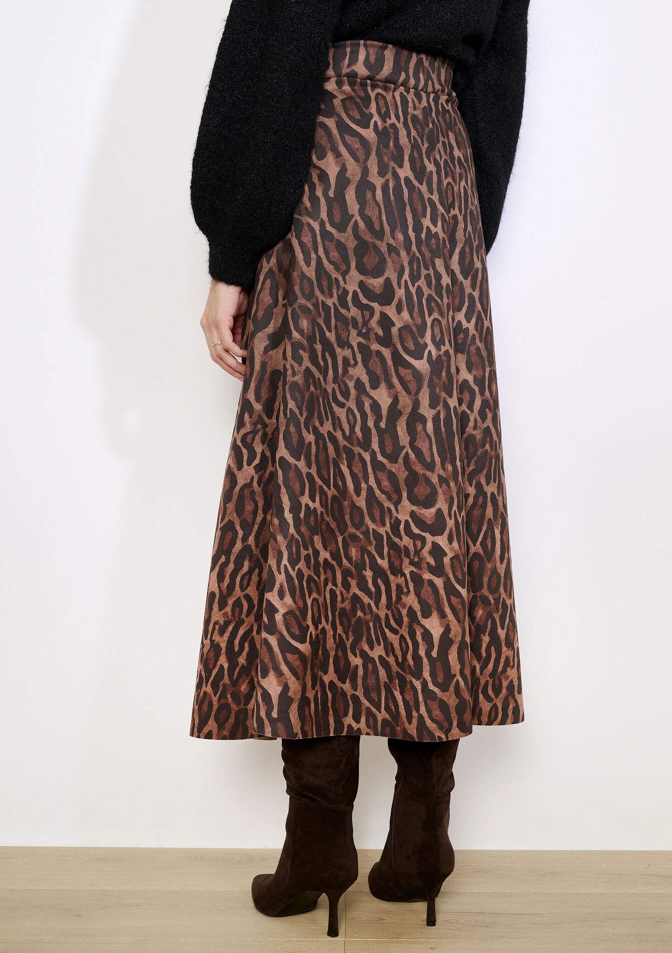 Jupe longue effet suédine, Jupe longue effet suédine - BLACK - 07101450_1119