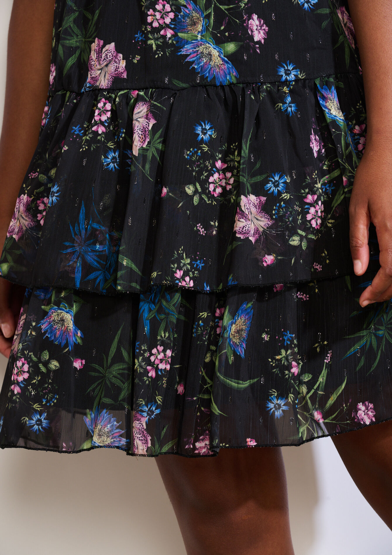 Robe portefeuille fleurie, Robe portefeuille fleurie - BLACK - 08104247_1119