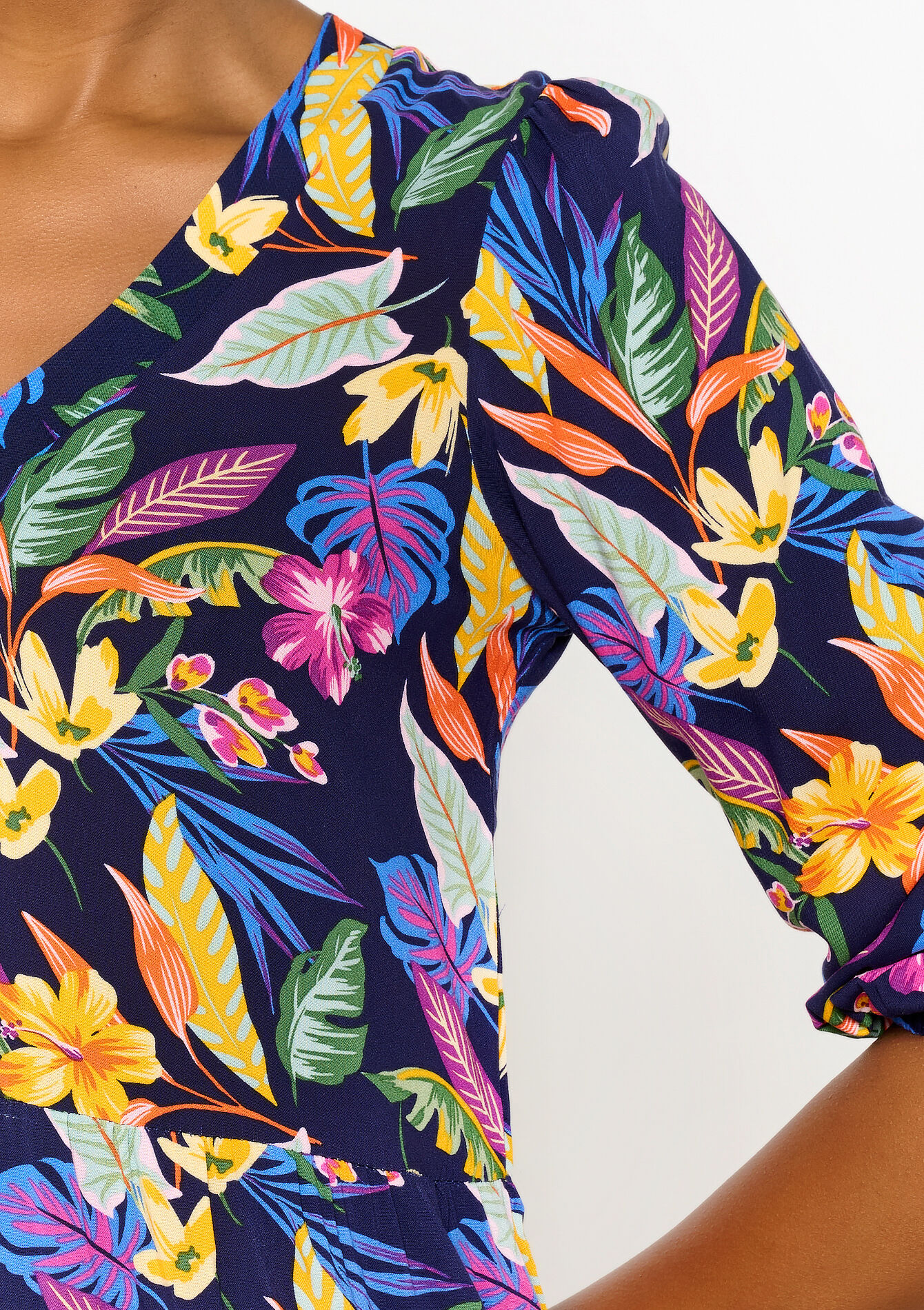 Korte jurk met hibiscusprint, Korte jurk met hibiscusprint - NAVY BASIC - 08103439_2723