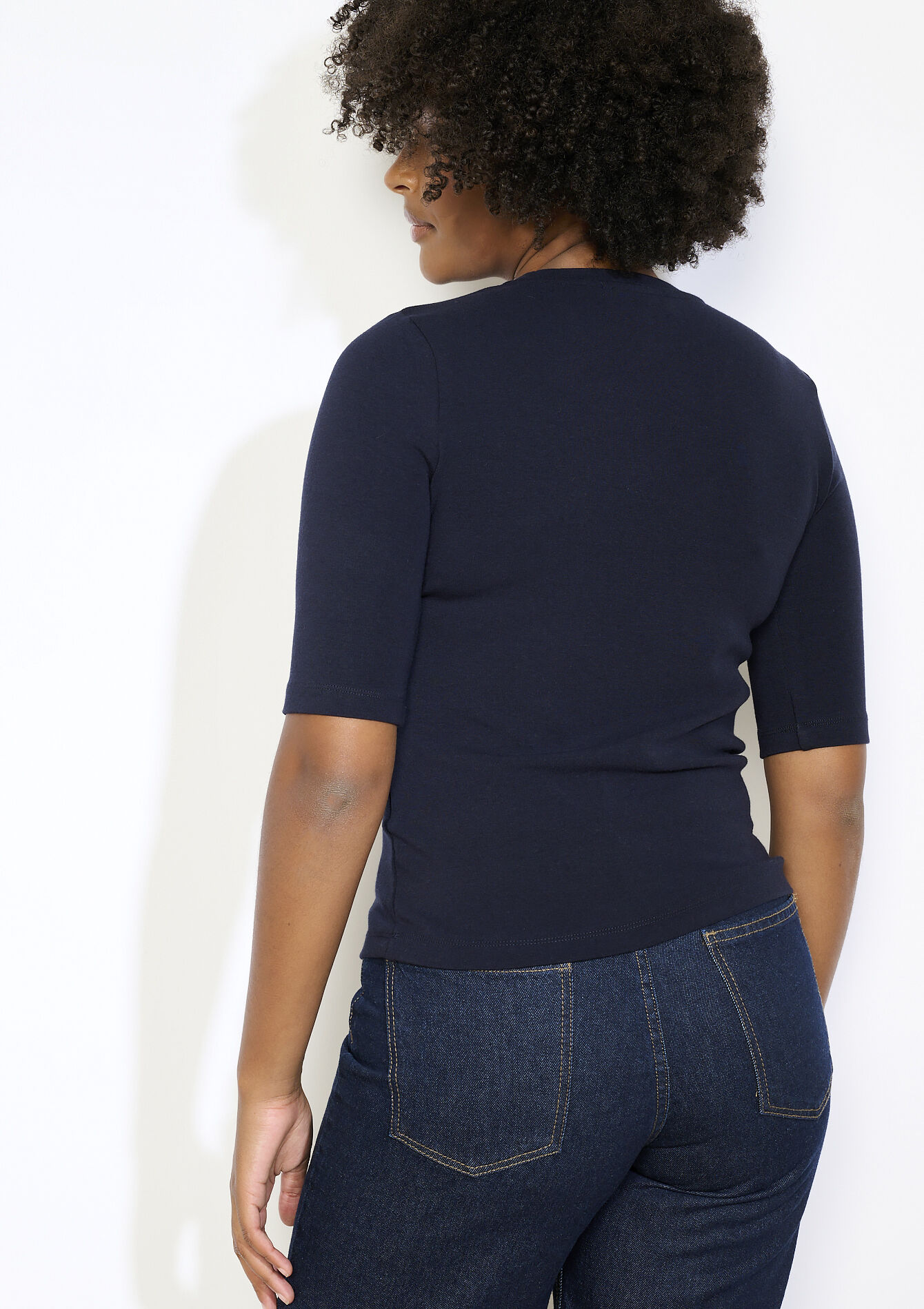 Aansluitend geribbeld t-shirt, Aansluitend geribbeld t-shirt - NAVY BASIC - 02301810_2723