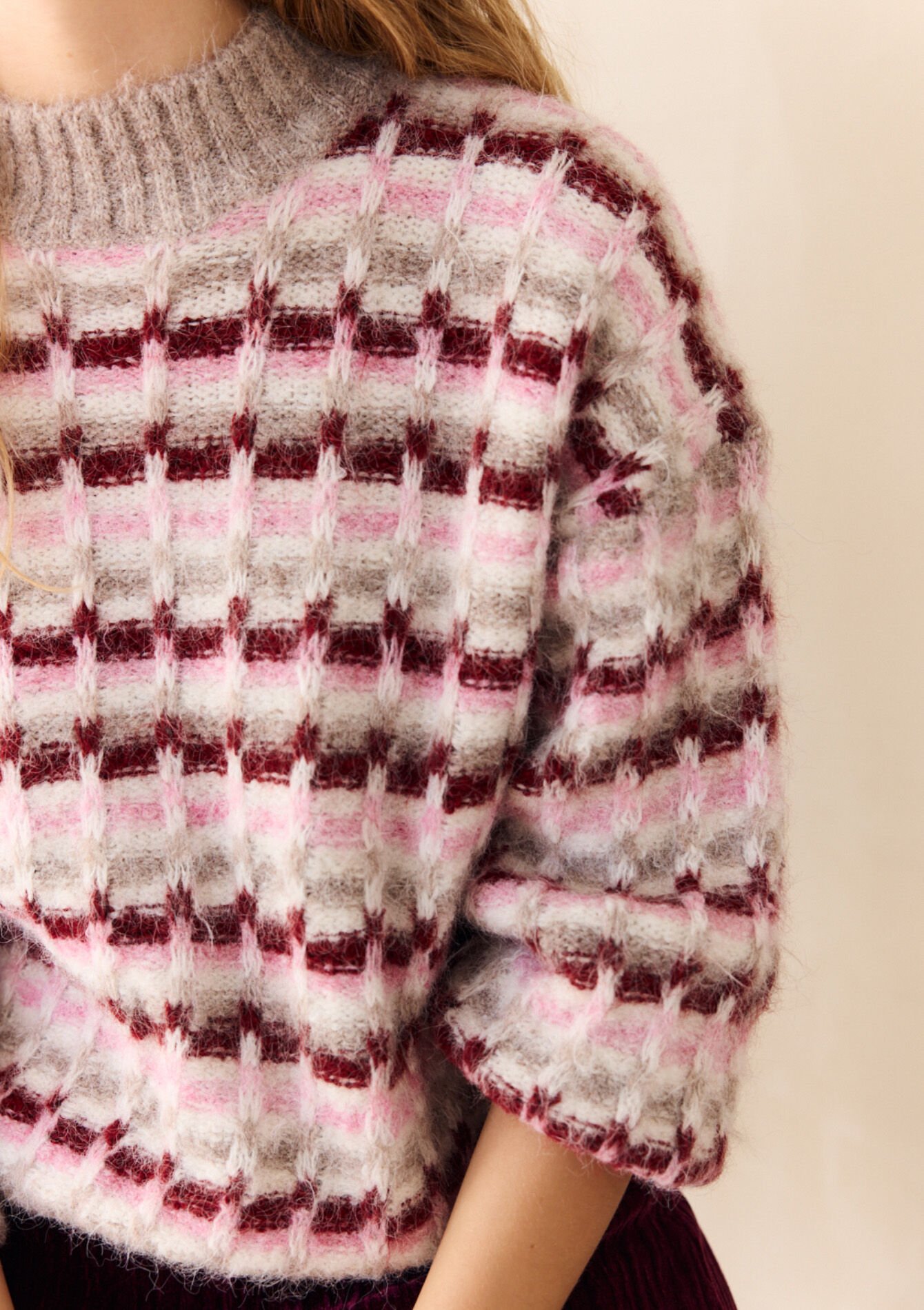 Pull graphique en maille duveteuse, Pull graphique en maille duveteuse - LIGHT TAUPE - 04007150_2572