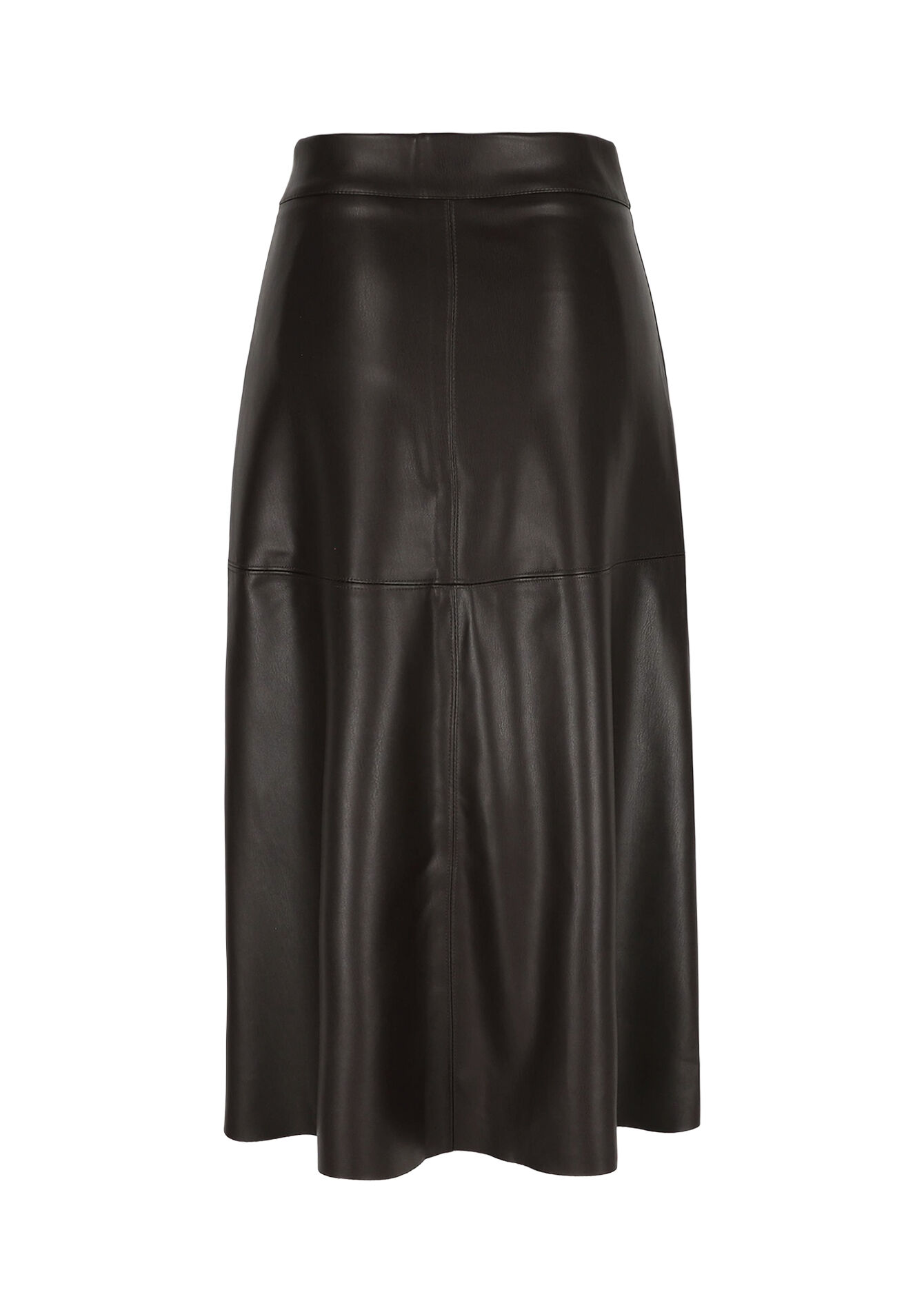 Midi-rok in imitatieleer, Midi-rok in imitatieleer - BROWN DARK CHOCOLATE - 07101404_3720