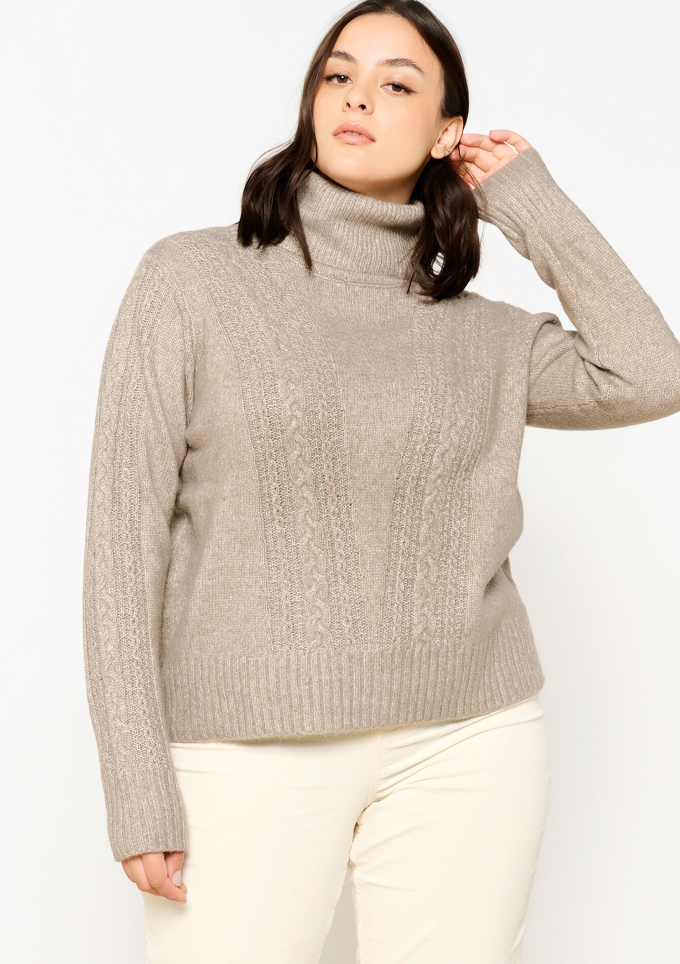 Kabelgebreide coltrui, Kabelgebreide coltrui - TAUPE - 04101158_1021