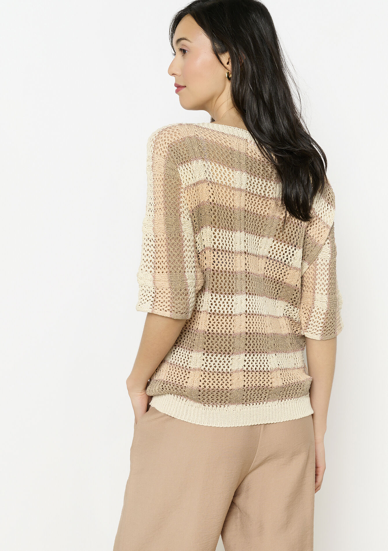 Ajourtrui met streeppatroon - TAUPE - 04006966_1021
