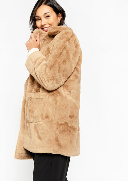 Faux fur jacket - CAMEL BEIGE - 23000609_1132