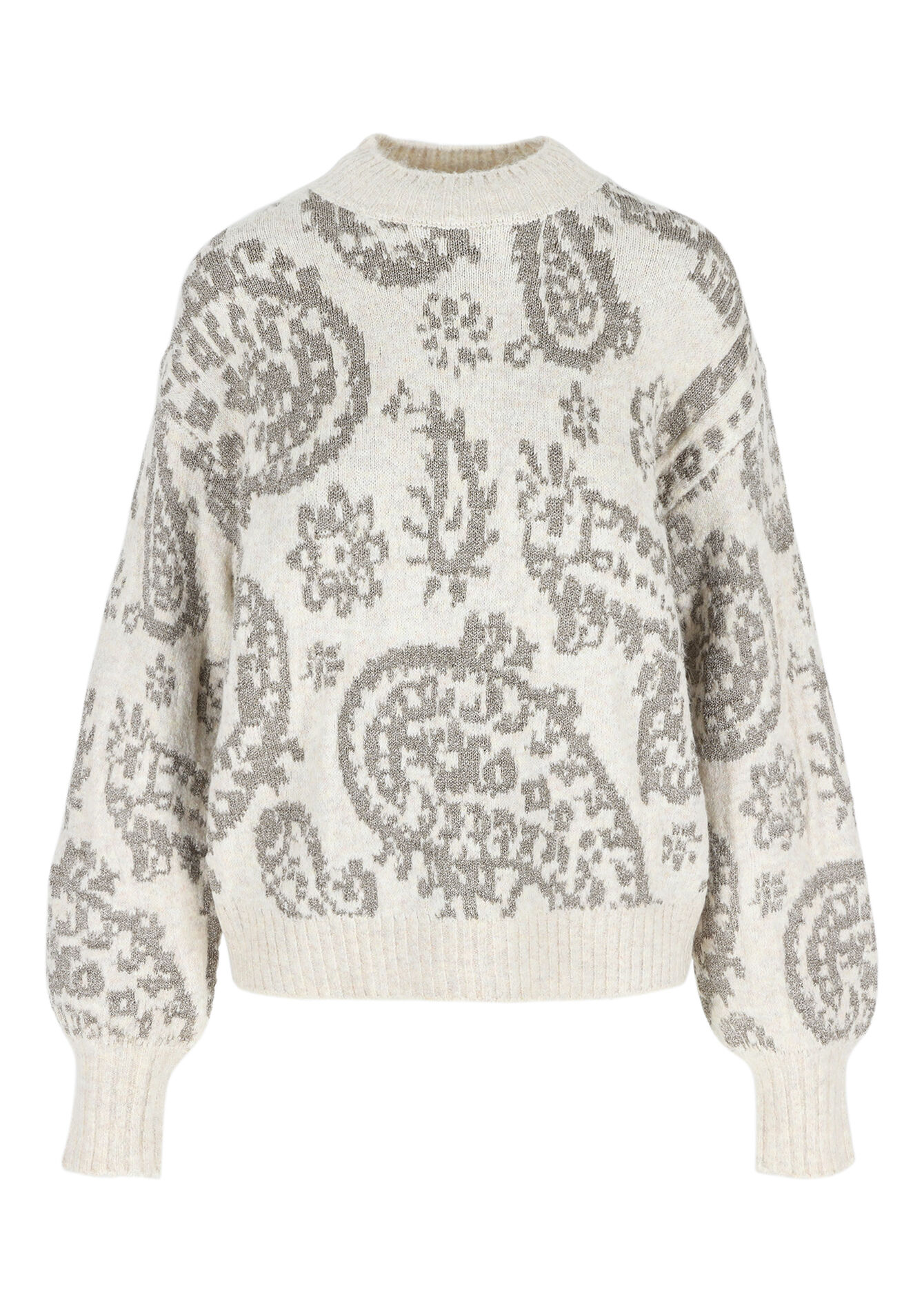 Pull à imprimé Paisley, Pull à imprimé Paisley - BEIGE CHINE - 04006528