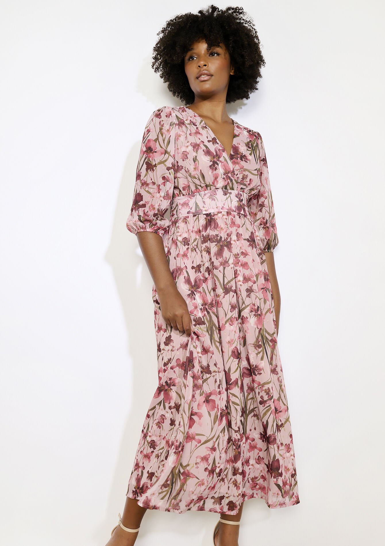 Lange bloemenjurk met zwier, Lange bloemenjurk met zwier - COSMETIC PINK - 08104286_5733