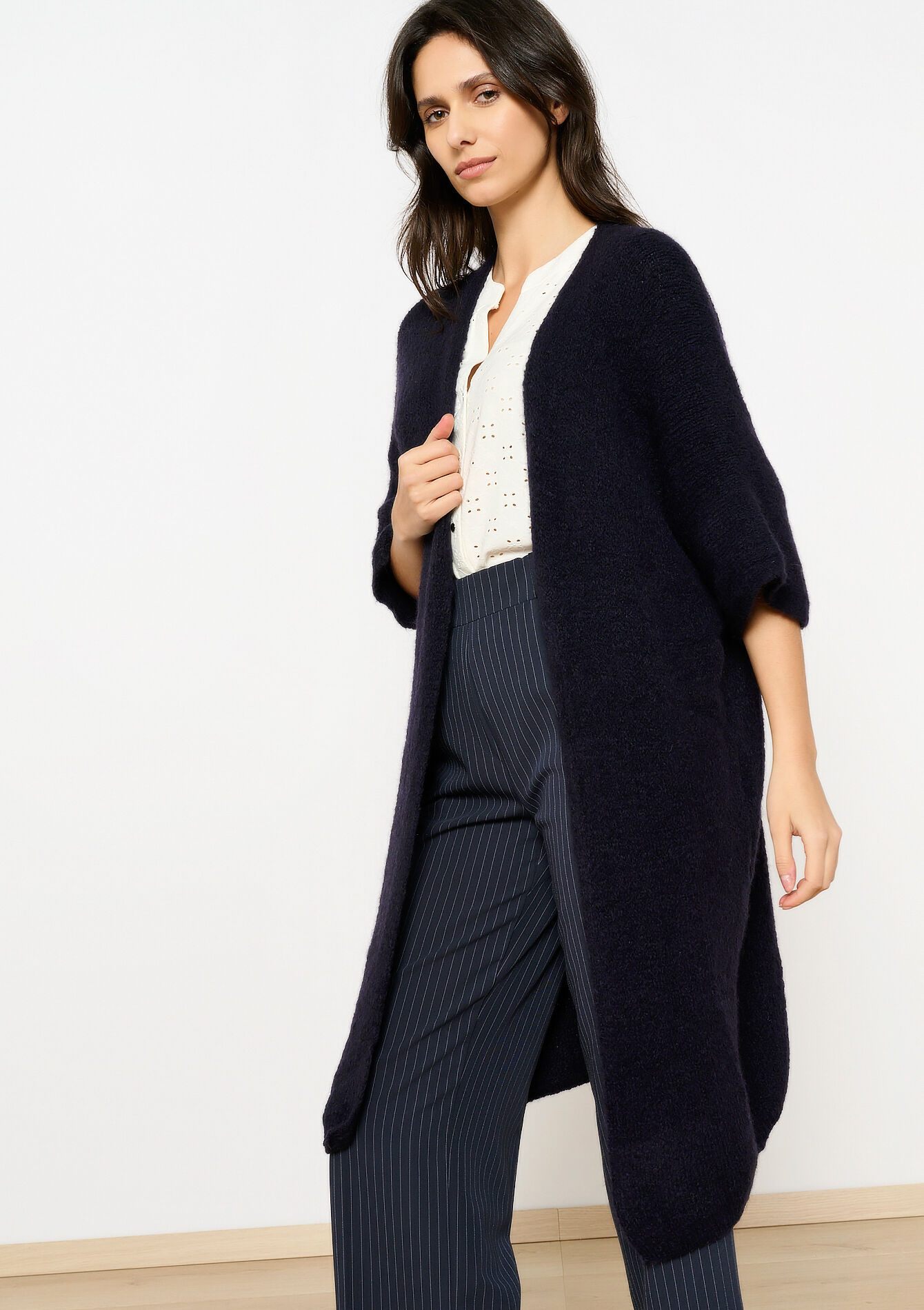 Cardigan long en mohair, Cardigan long en mohair - NAVY BASIC - 04101274_2723