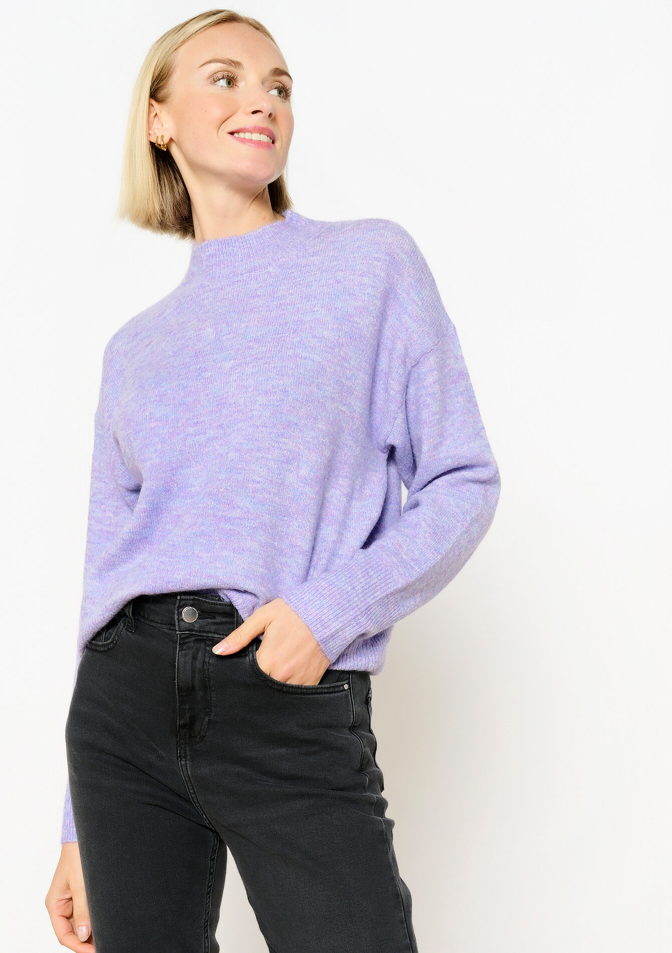 Basic pullover with round neck, Basic pullover with round neck - PASTEL LILAC - 04006525_1493