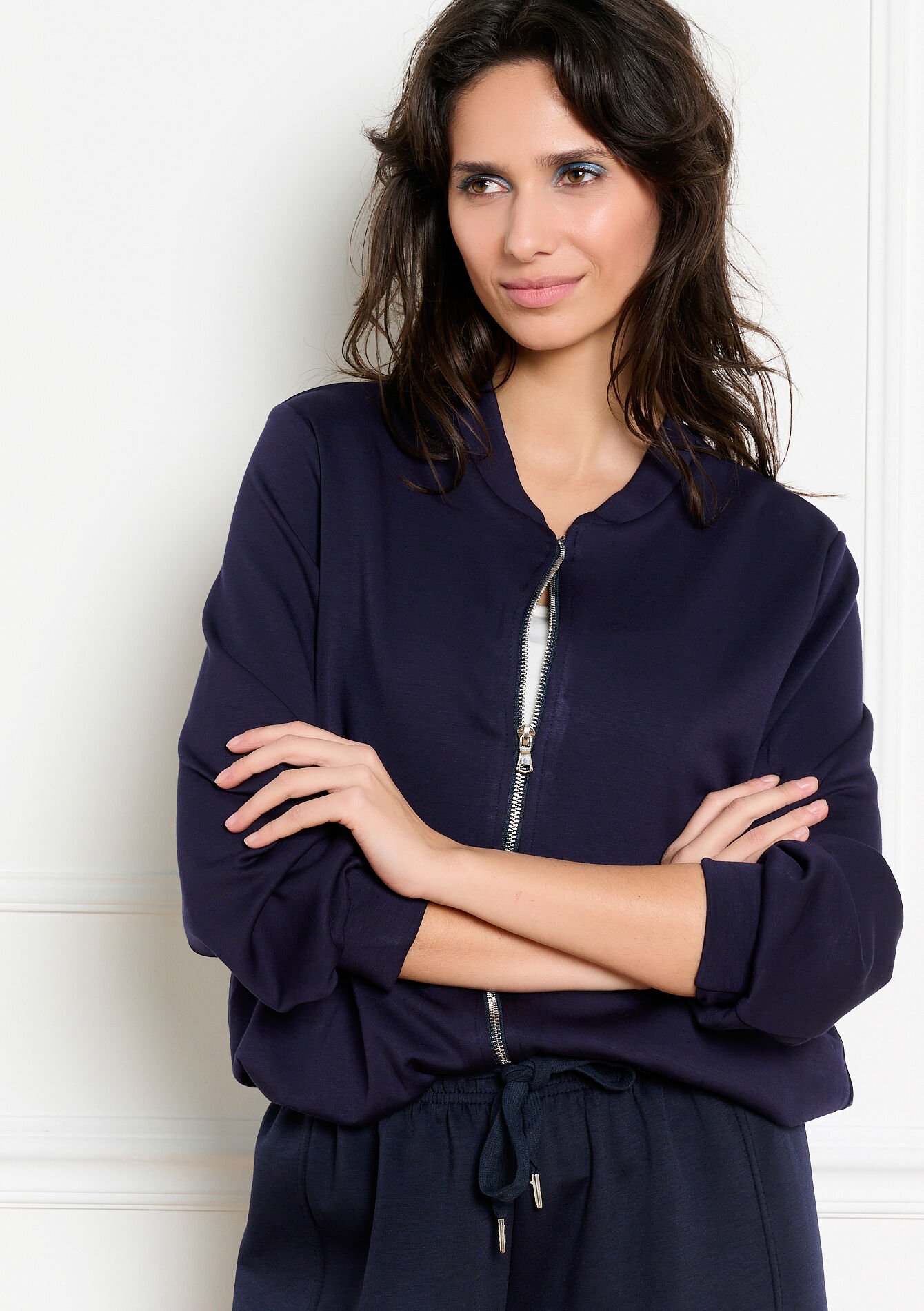 Soepele jas met rits - NAVY BASIC - 15100432_2723