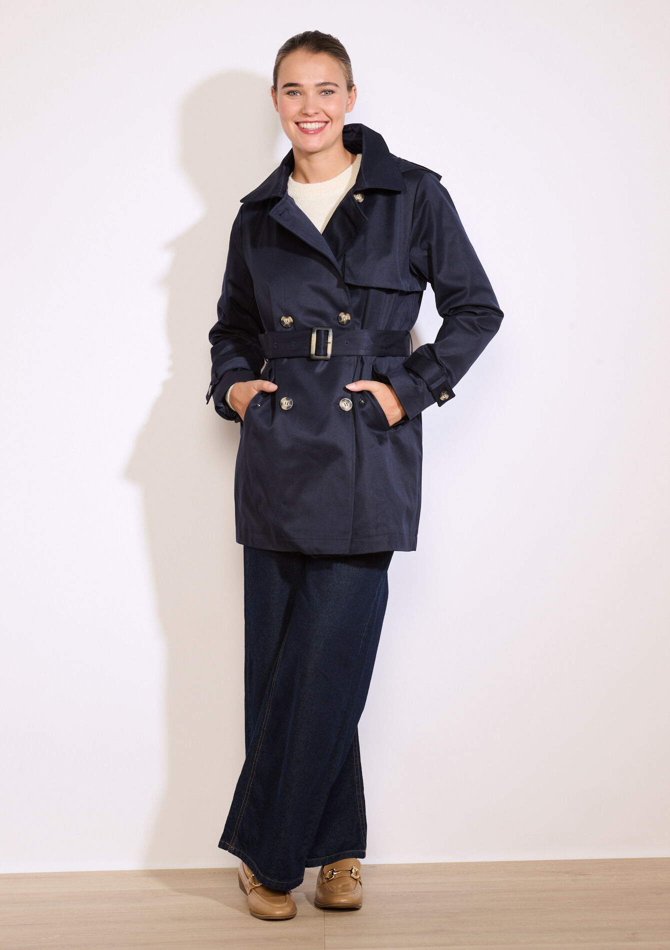 Belted short trench, Belted short trench - NAVY BASIC - 23000737_2723