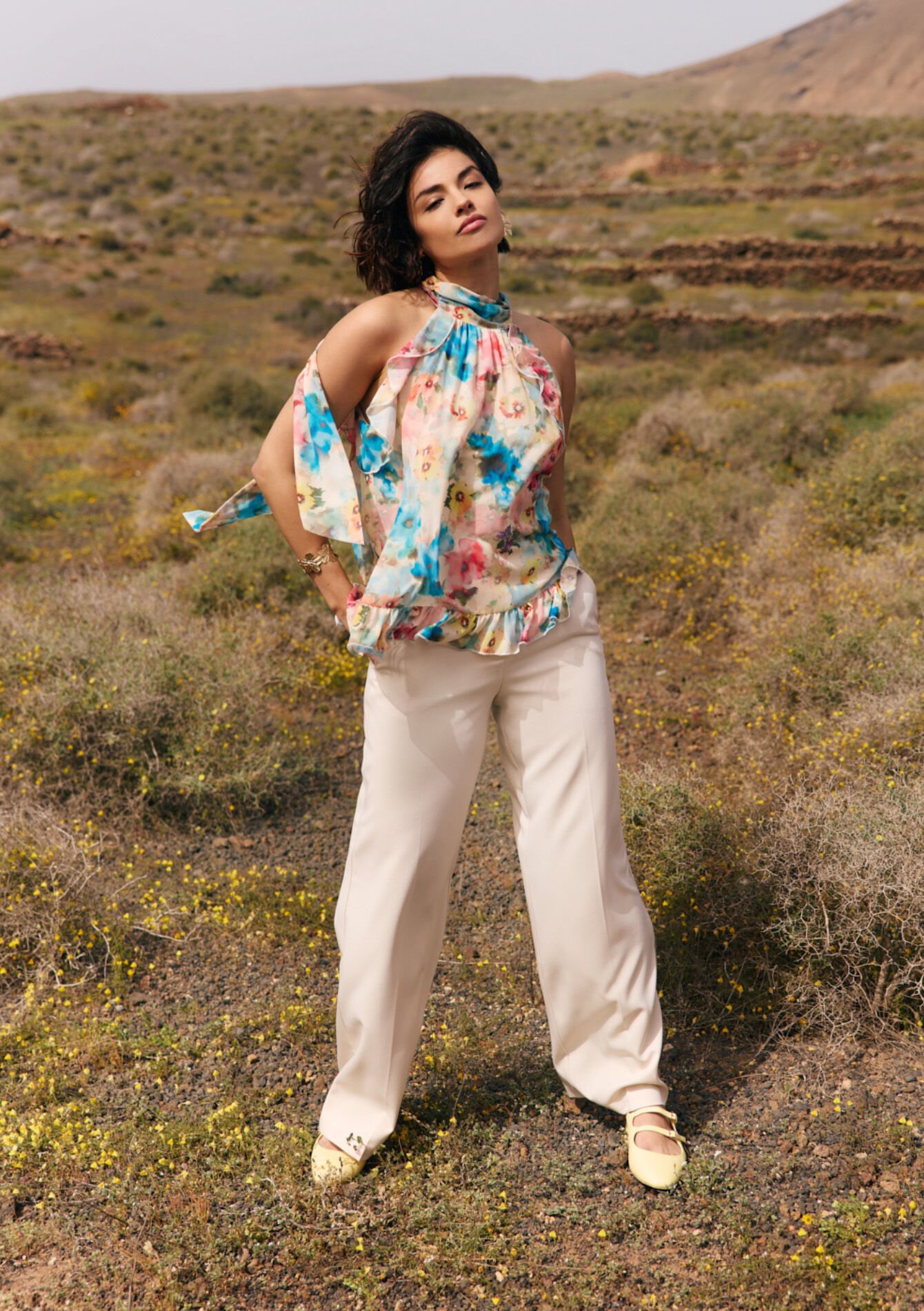 Tailored straight-leg trousers, , back