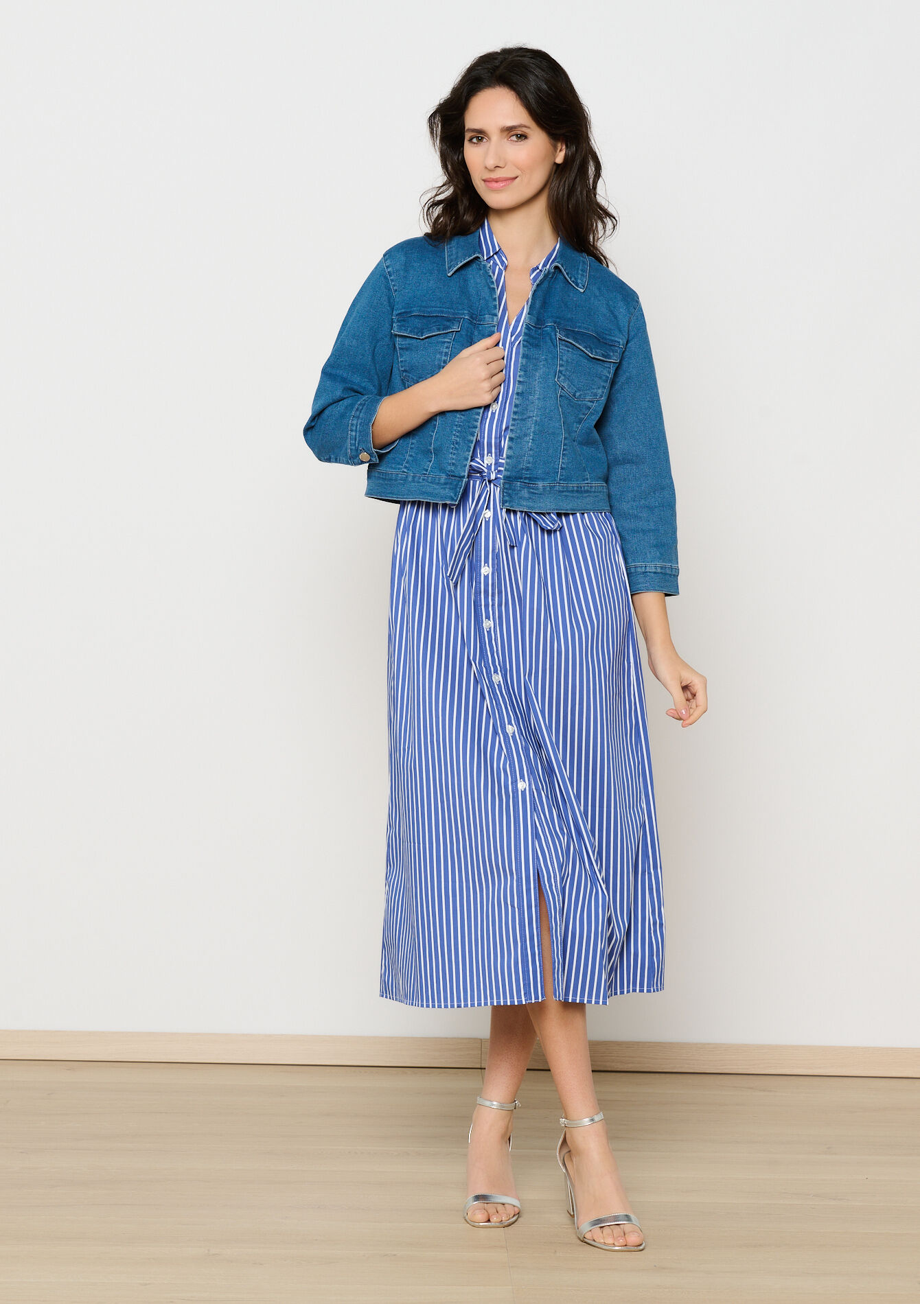 Korte denim jas - MEDIUM BLUE - 09100983_0500