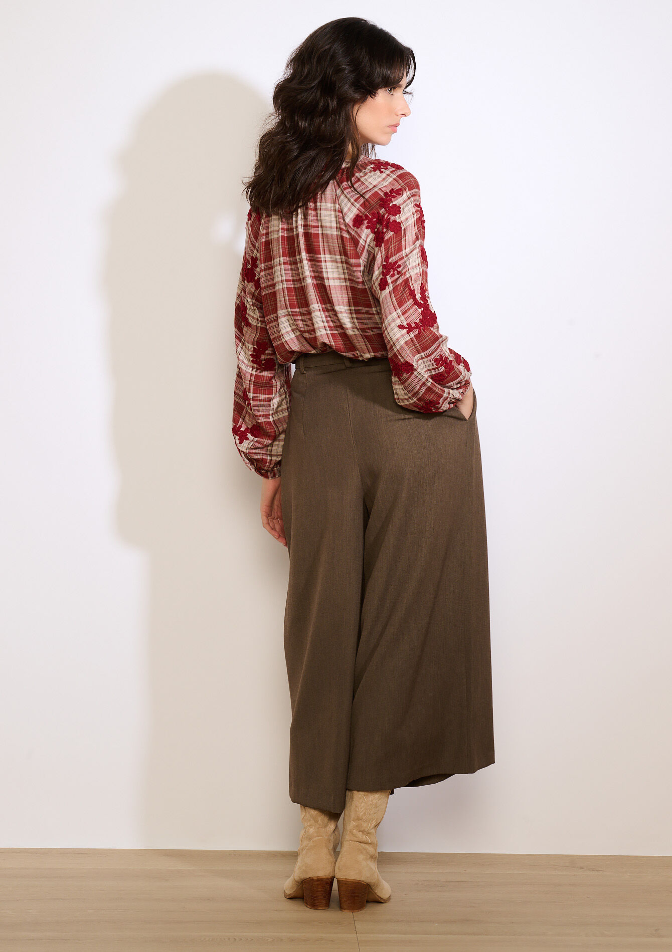 Fluid wide-leg trousers, Fluid wide-leg trousers - TAUPE - 06100764_1021