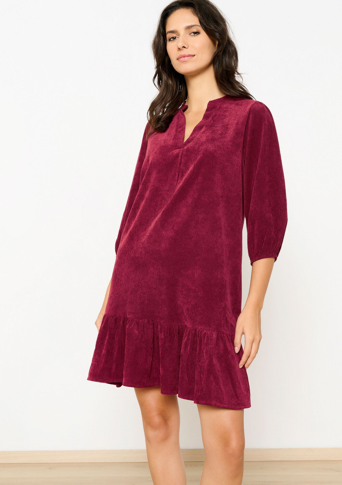 Robe en velours côtelé, Robe en velours côtelé - BORDEAU WINE - 08103917_1467