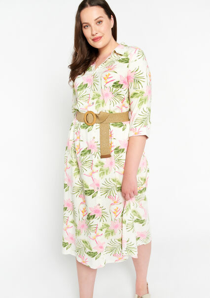 Shirt dress with flower print - OFFWHITE - 08601825_1001