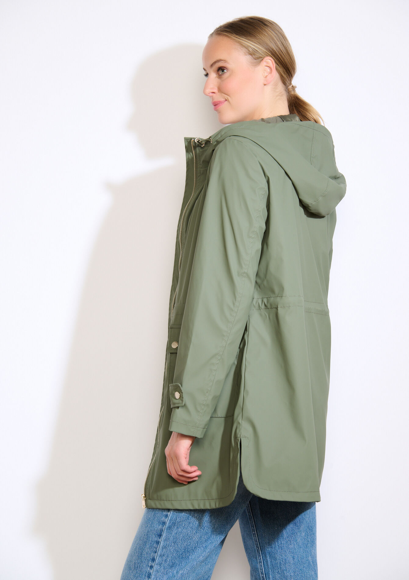 Halflange regenjas met kap, Halflange regenjas met kap - KHAKI DARKY - 23000785_4208