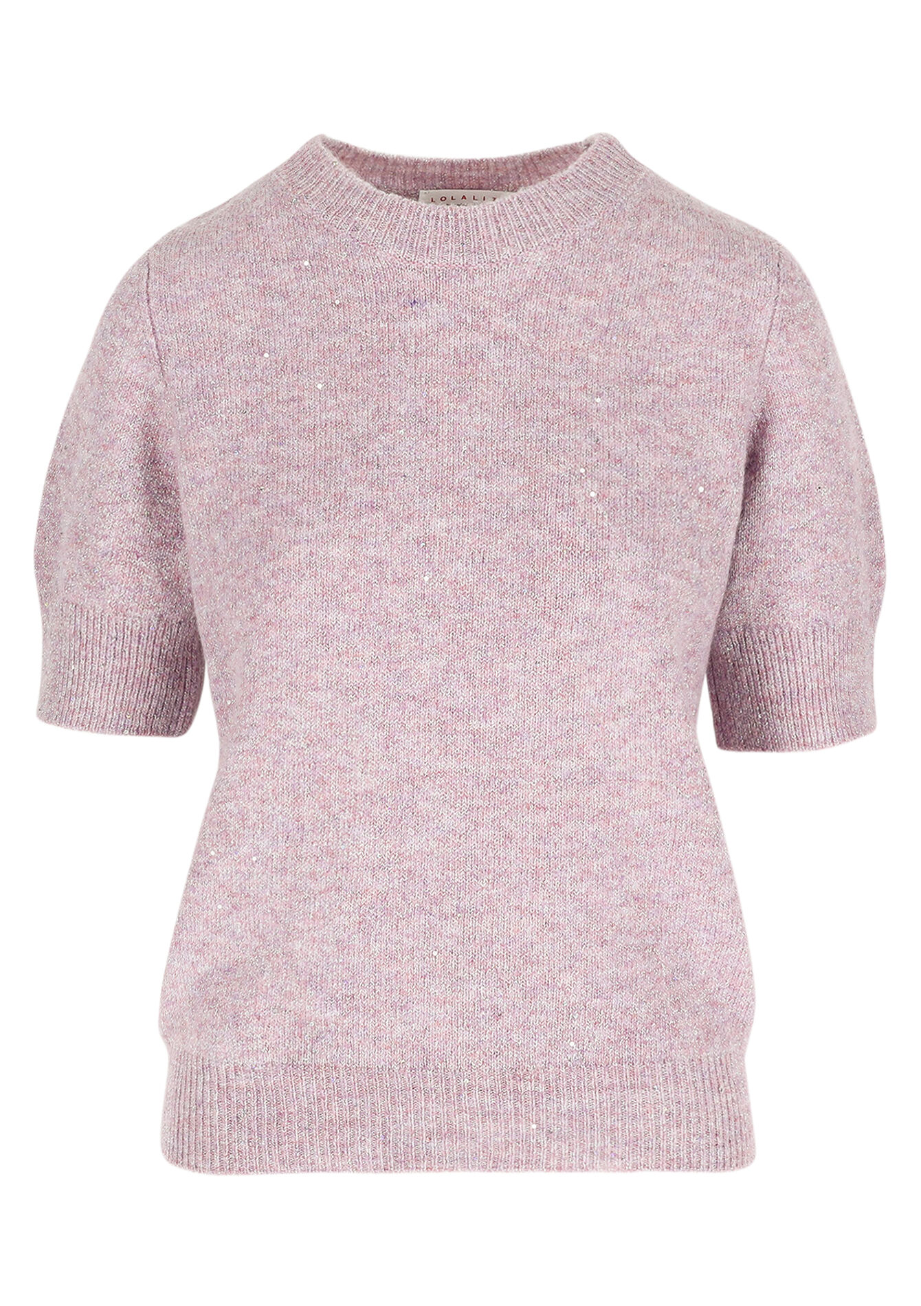Short-sleeve lurex and sequin knit , Short-sleeve lurex and sequin knit - VIOLINE - 04006932_2576
