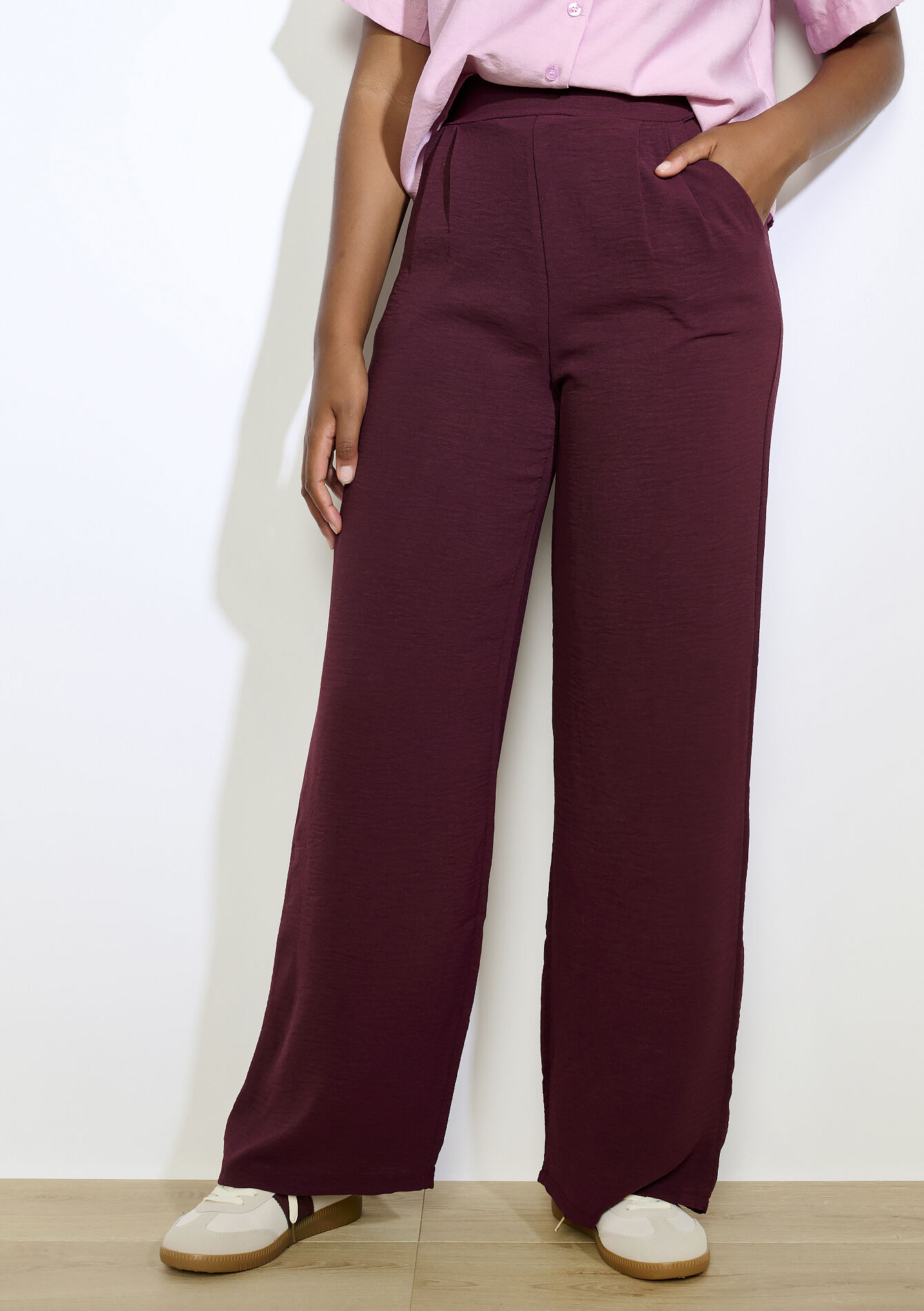 Wijde vloeiende broek, Wijde vloeiende broek - AUBERGINE - 06601025_1537