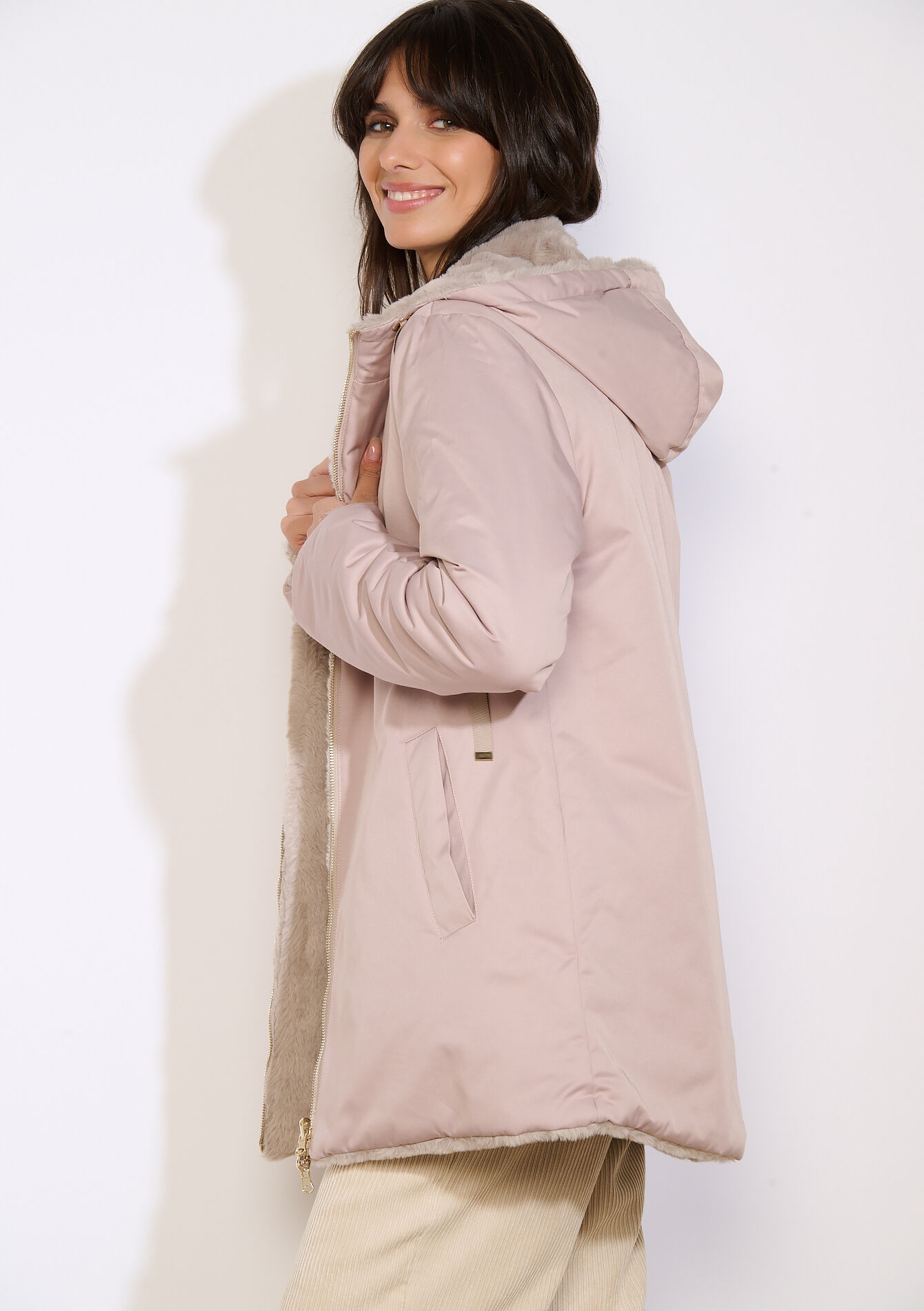 Reversible parka met capuchon, Reversible parka met capuchon - LIGHT TAUPE - 23000773_2572