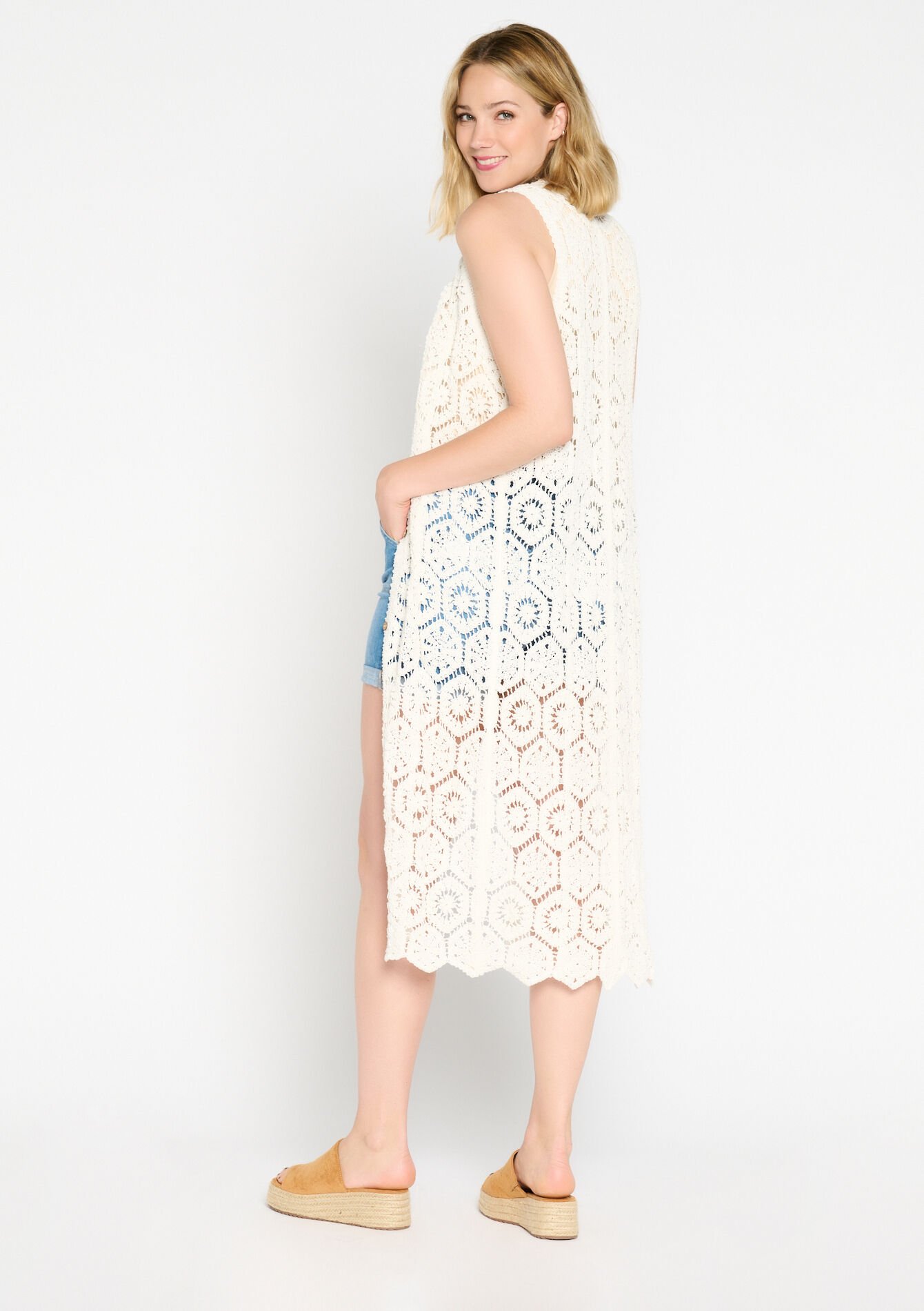 Sleeveless cardigan - LT BEIGE - 1082709