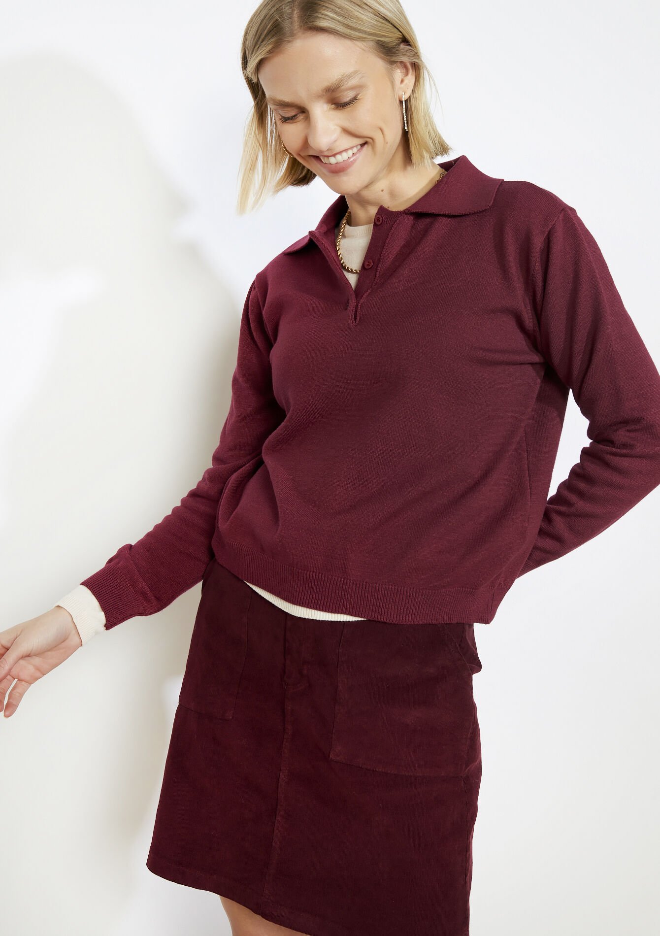 Polo uni en maille légère, Polo uni en maille légère, , back