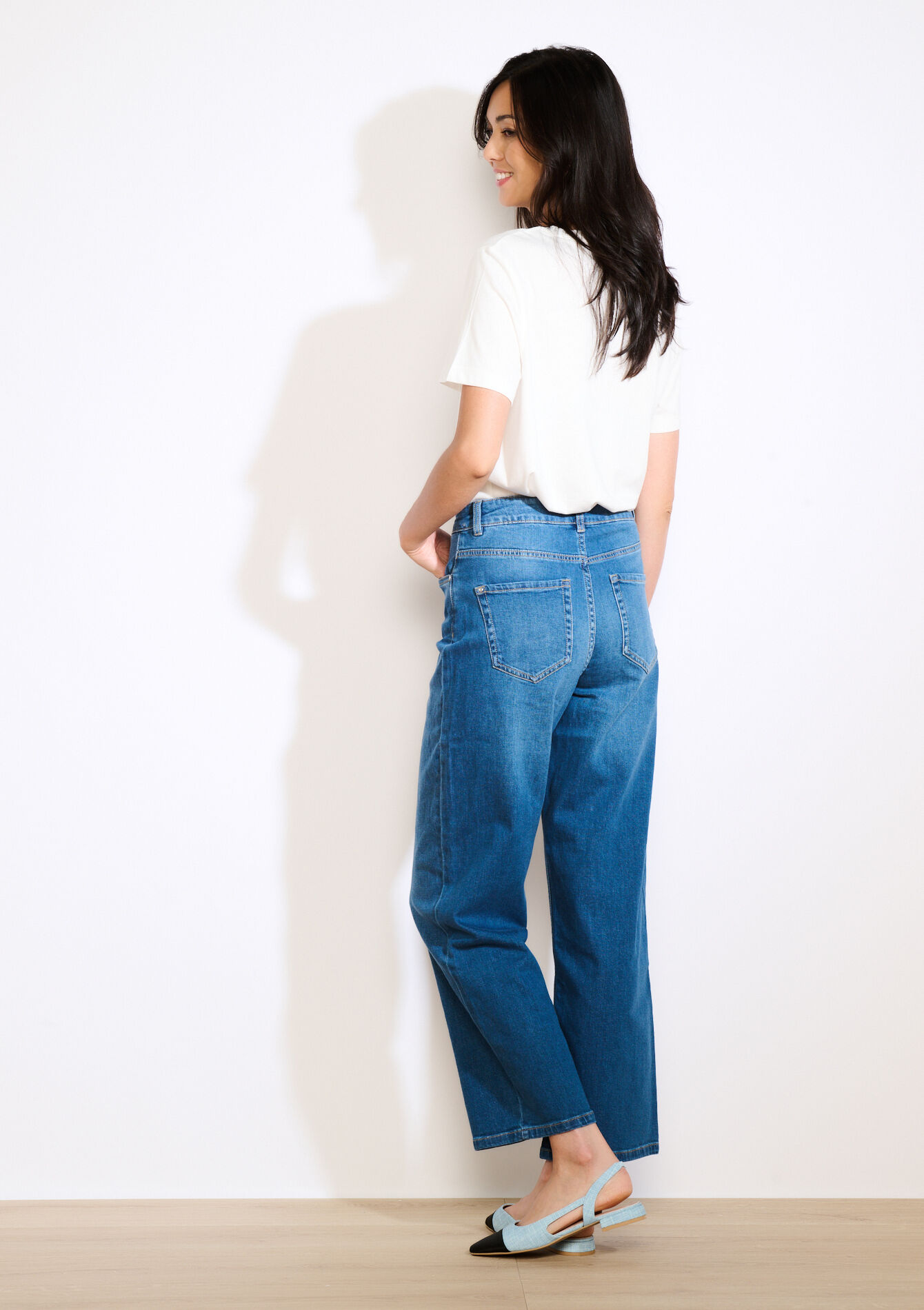 High waist wide leg jeans, High waist wide leg jeans - MEDIUM BLUE - 22000590_0500