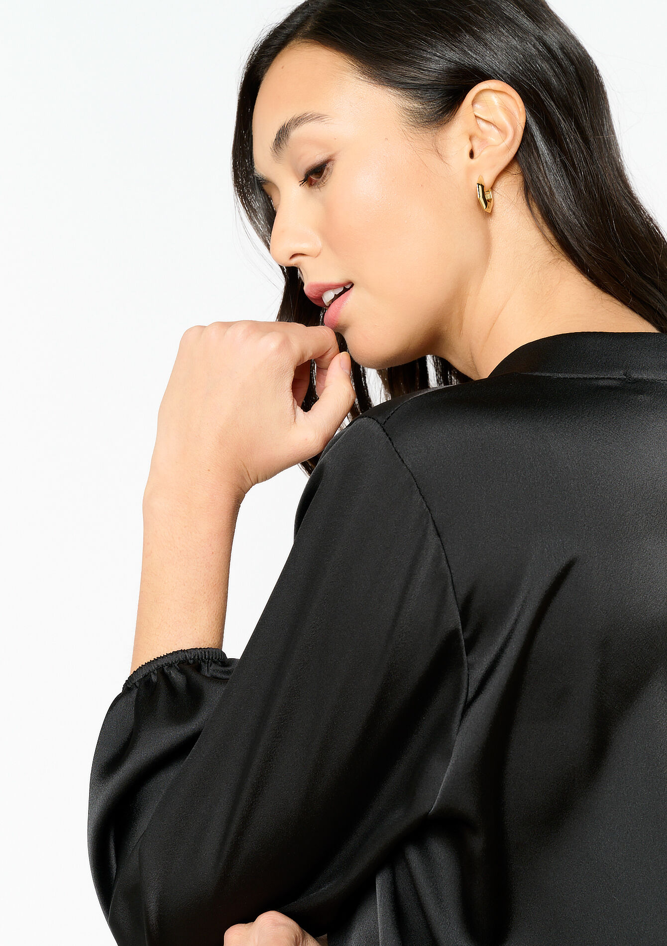 Blouse en satin - BLACK - 05702388_0503