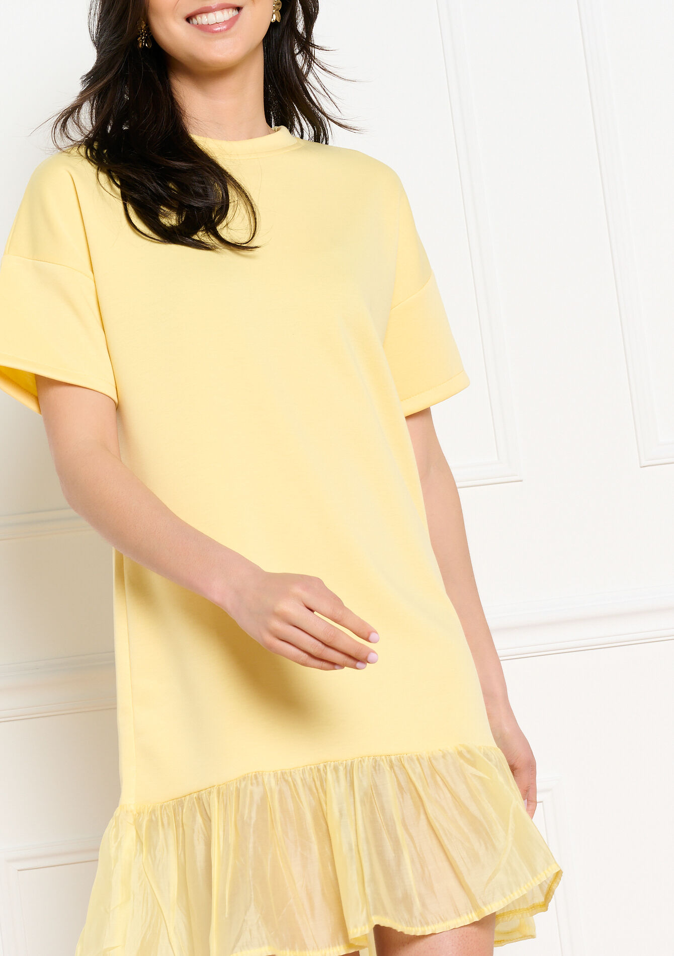 Mini jurk met volantzoom, Mini jurk met volantzoom - YELLOW SUN - 08104479_5007