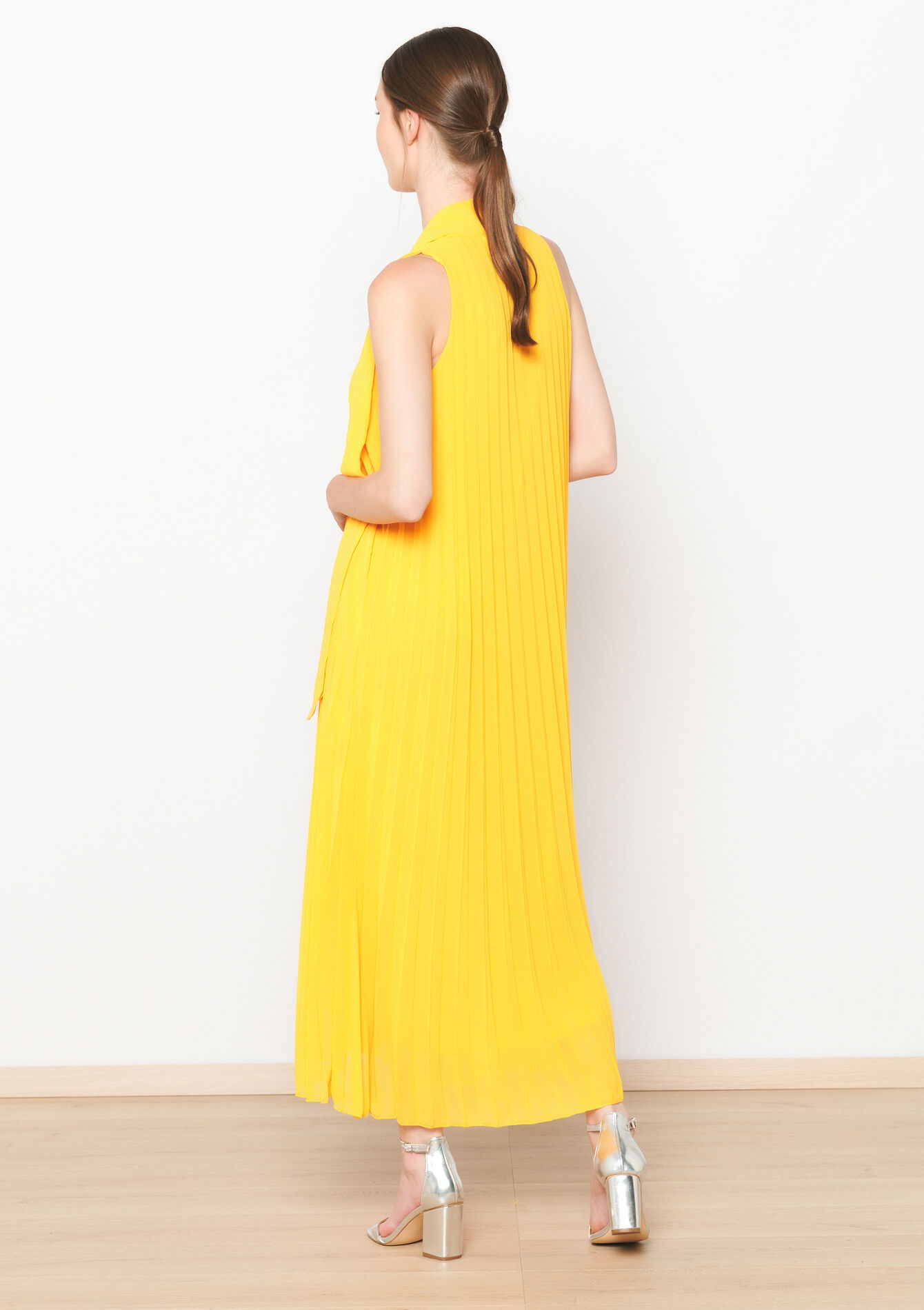 Maxi dress with pleated detail - YELLOW SUN - 08103698_5007