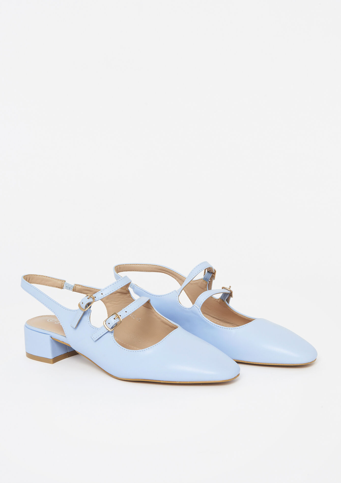 Faux leather strap ballerinas - BLUE PASTEL - 13100326_3003