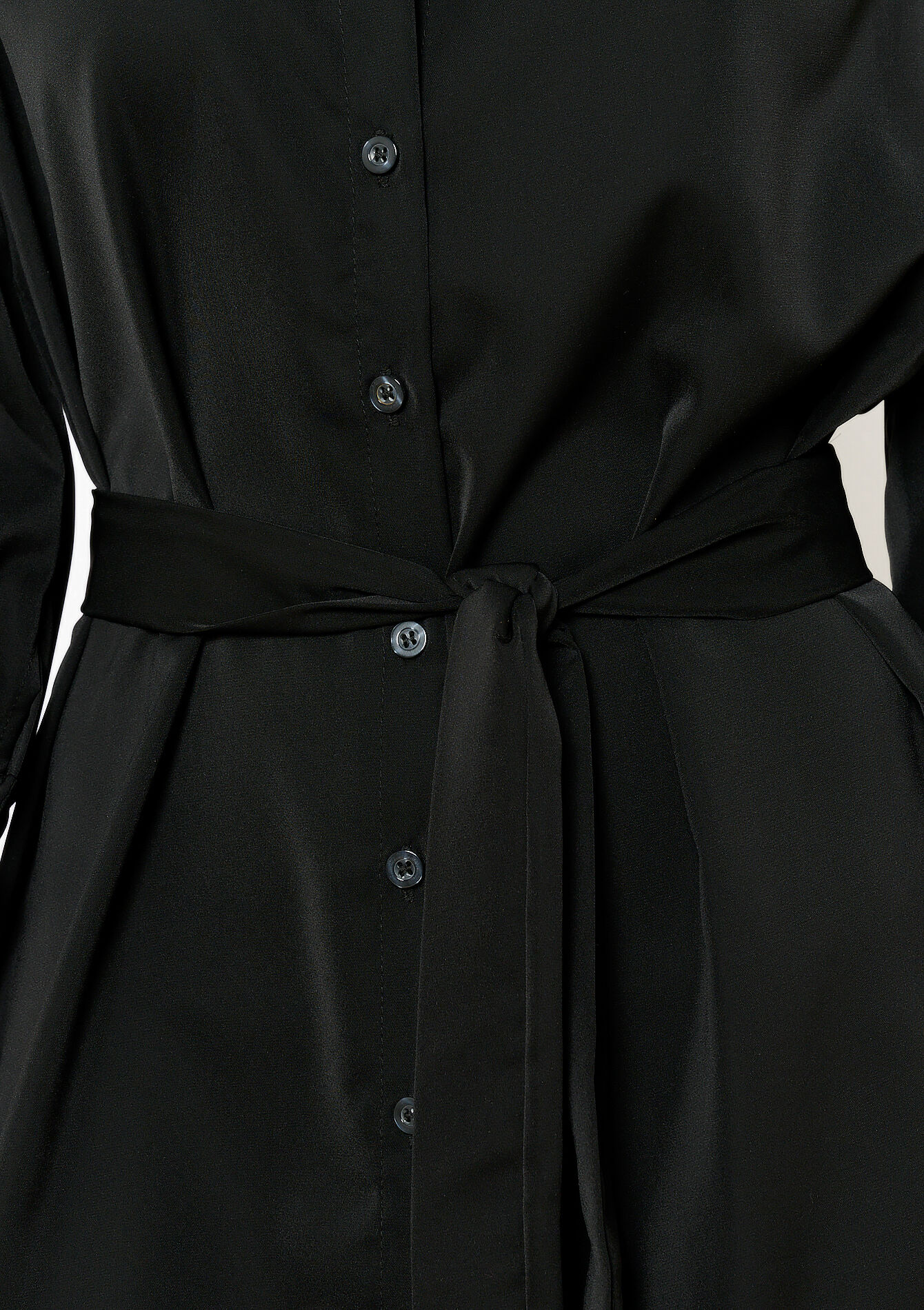 Robe-chemise avec lien à nouer, Robe-chemise avec lien à nouer - BLACK - 08103823_1119