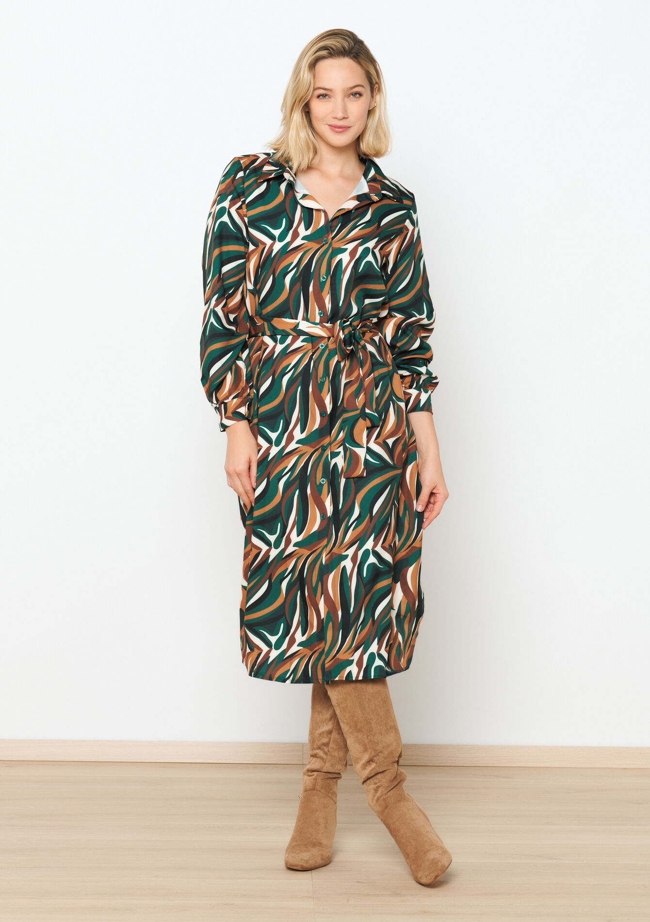 Hemdjurk met bladerprint, Hemdjurk met bladerprint - CAMEL CINNAMON - 08602239_3835