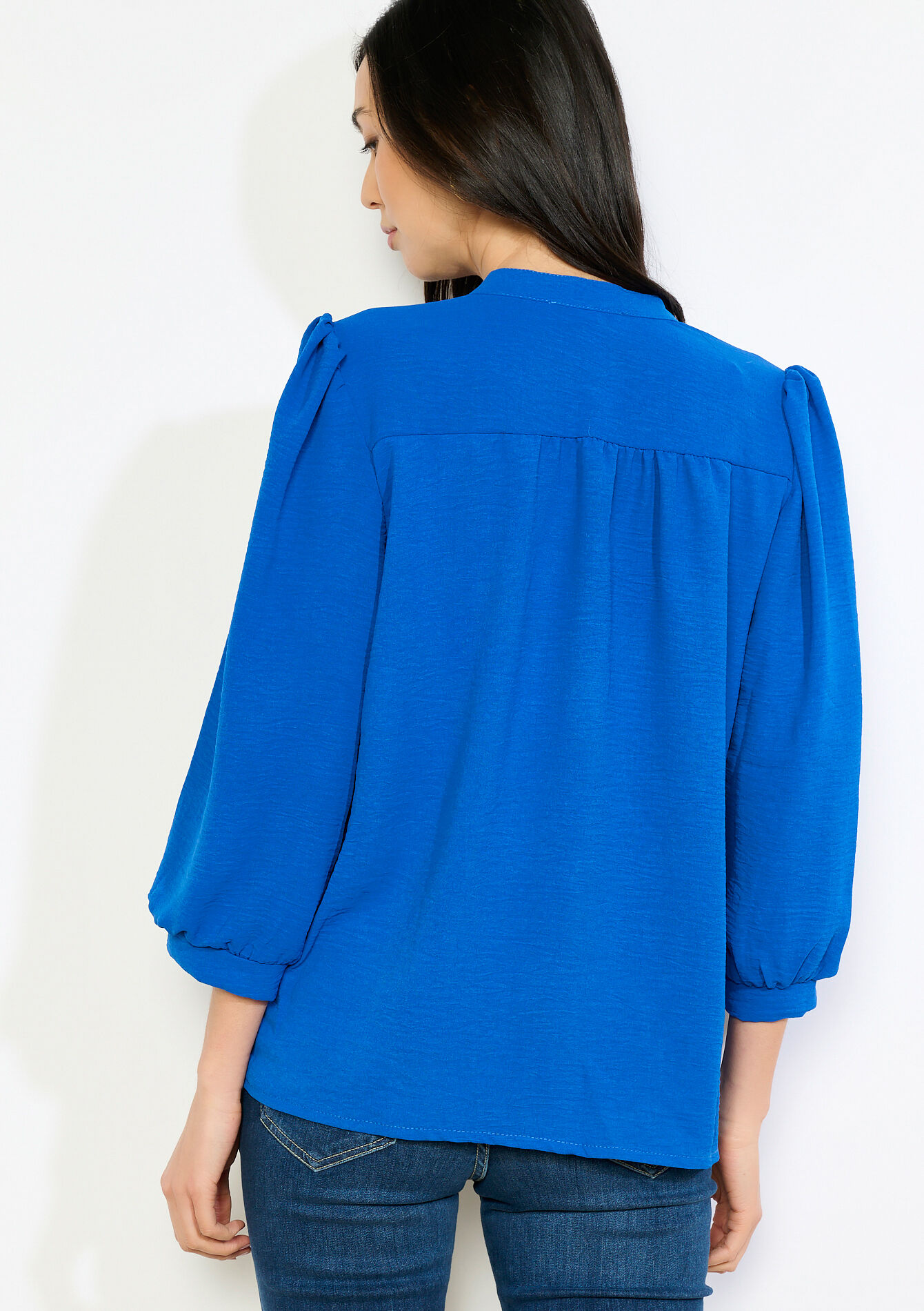 Blouse fluide col tunisien, Blouse fluide col tunisien - BLUE FAIENCE - 05703042_1584