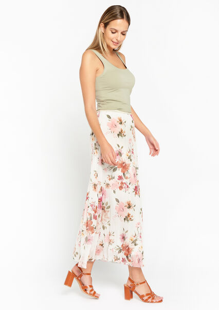 Maxi skirt with floral print - VANILLA WHITE  - 07101071_1013