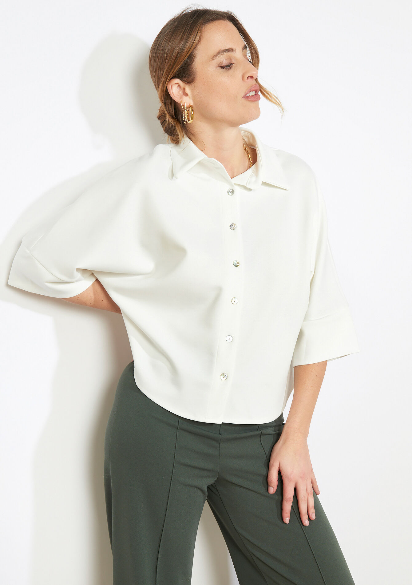 Buttoned fluid shirt - OFFWHITE - 02301996