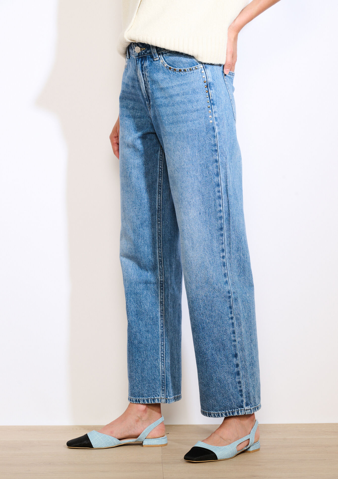 Flared jeans in lichte wassing - MEDIUM BLUE - 22000602_0500