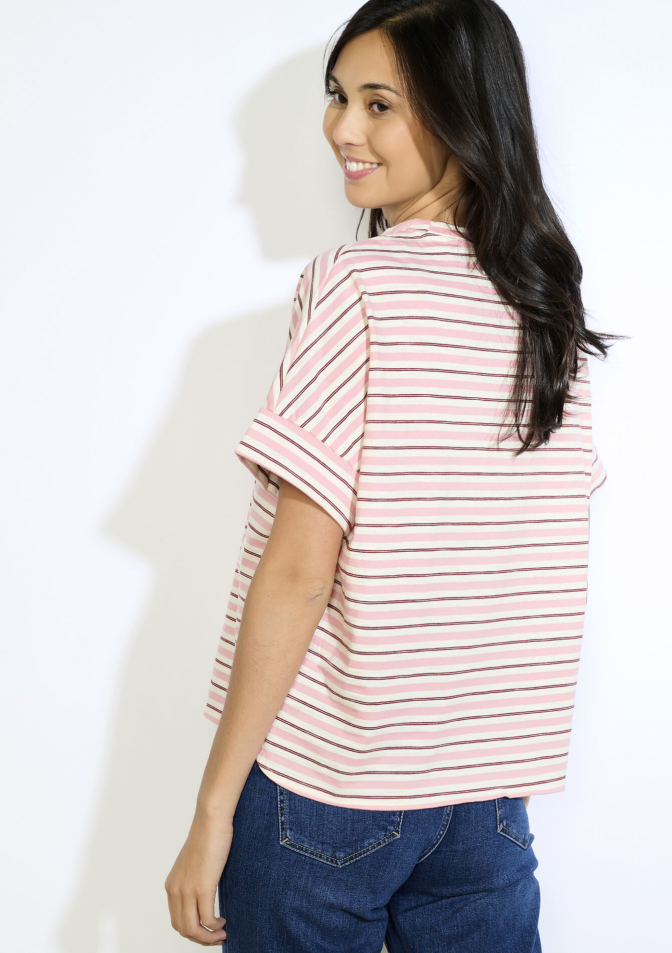 T-shirt à rayures marin, T-shirt à rayures marin - PINK BUBBLEGUM - 02301915_1477