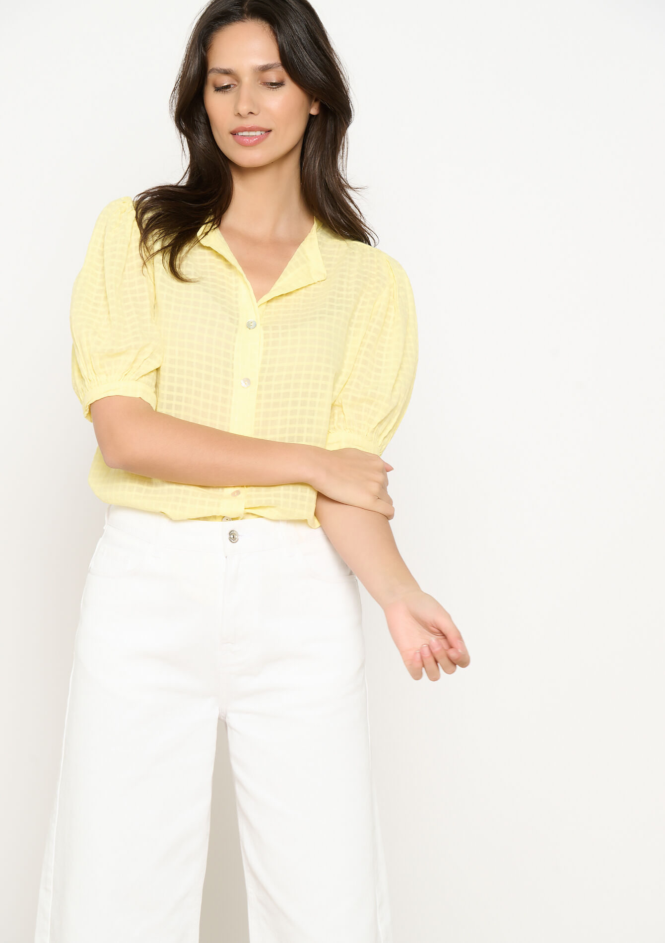 Chemisier texturé - YELLOW PASTEL - 05702870_5004