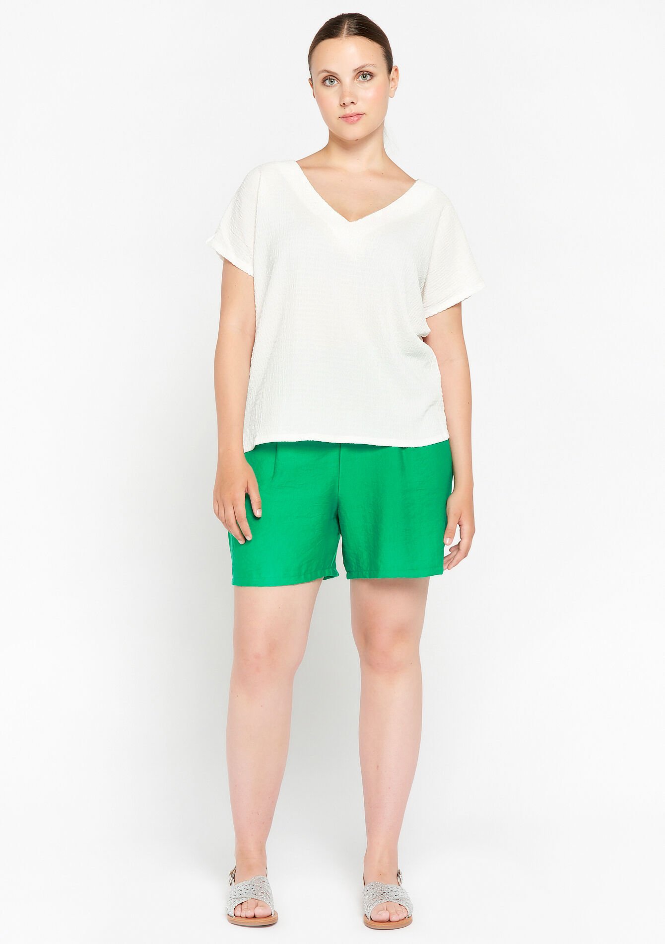 T-shirt met wafeltextuur - OFFWHITE - 02301445_1001