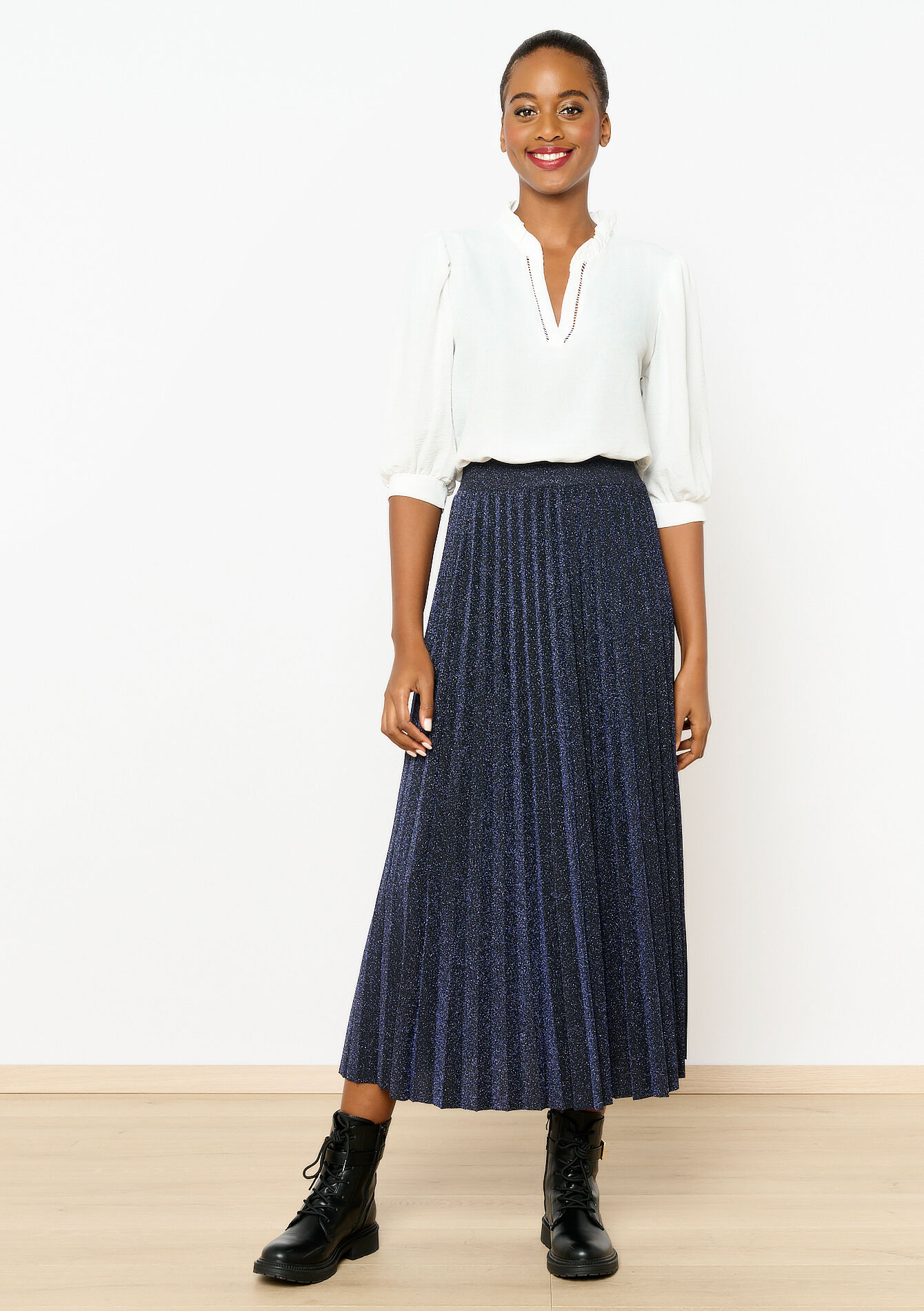 Jupe longue plissée, Jupe longue plissée - NAVY BASIC - 07101199_2723