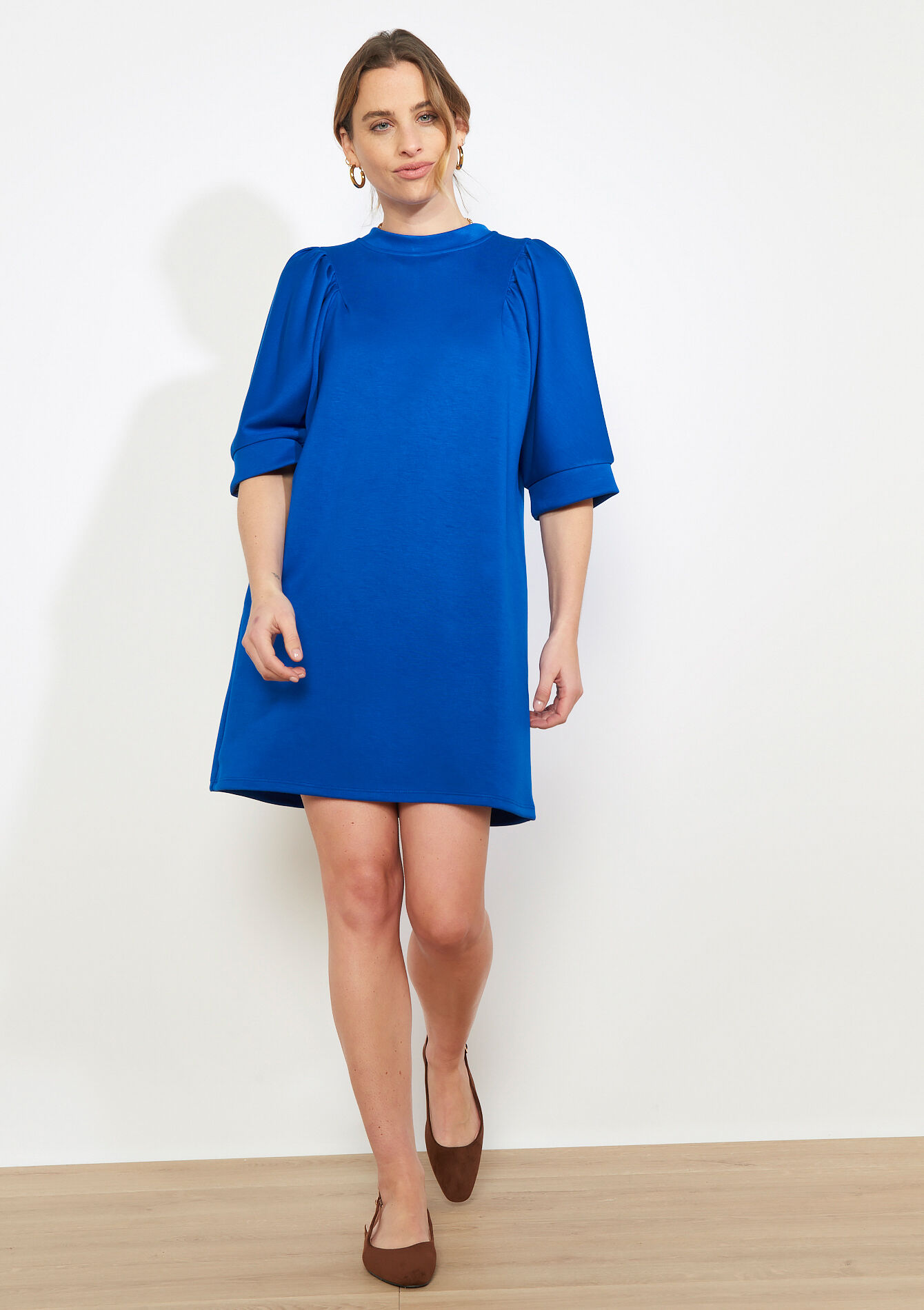 Robe sweat à manches bouffantes - ELECTRIC BLUE - 08104448_1619